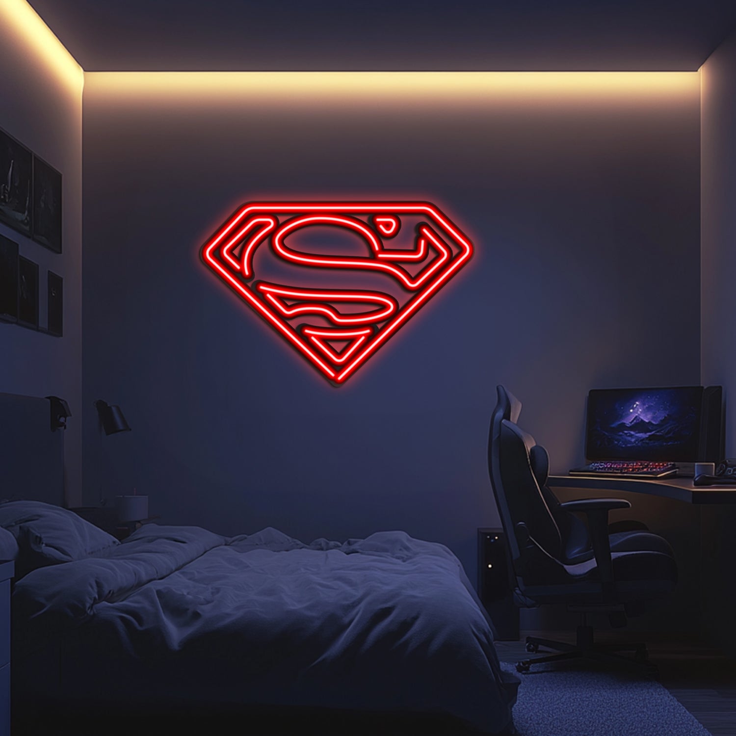 Superman Emblem Metal Neon Wall Art- LN0082