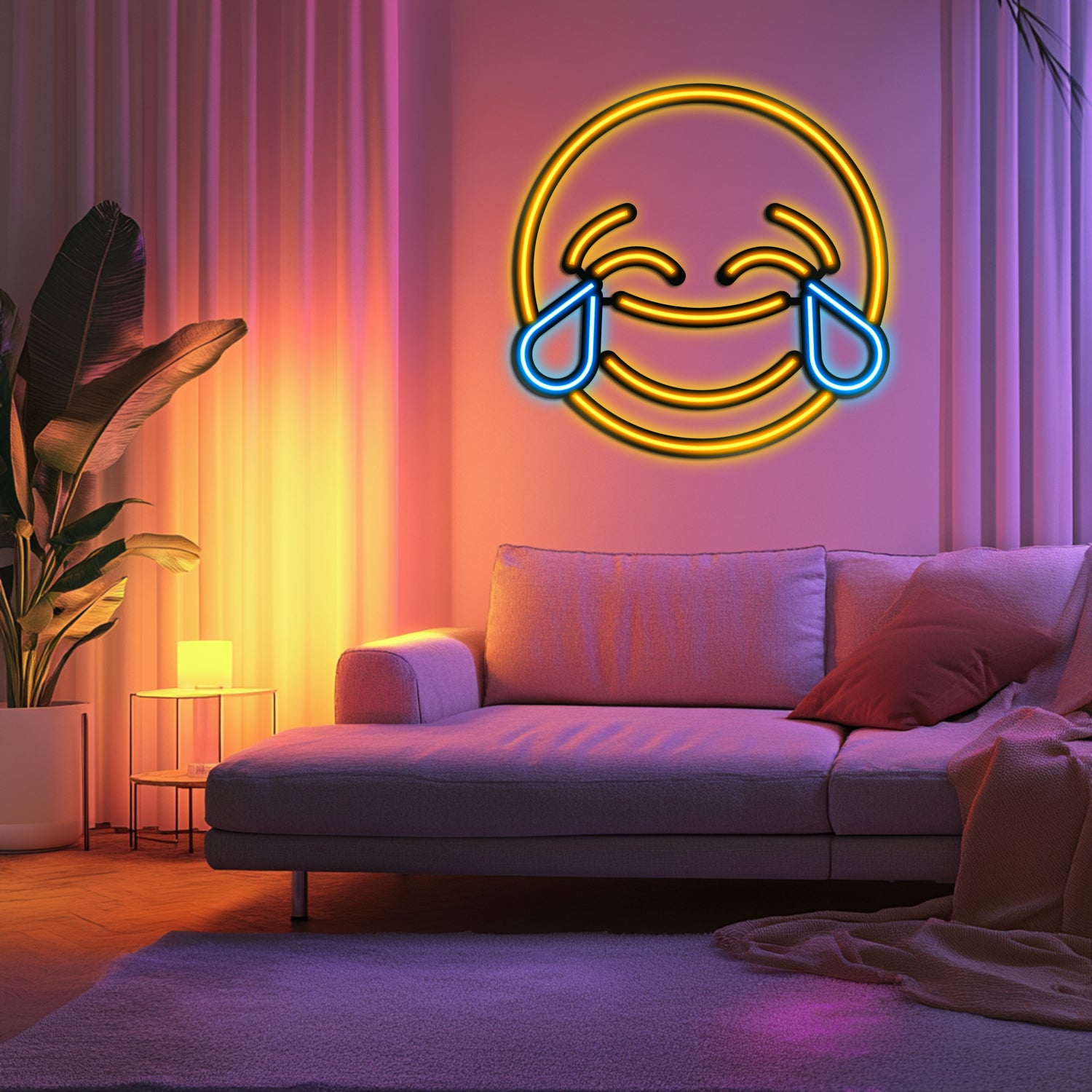 Emoji Laugh Finger Metal Neon Wall Art- LN0060