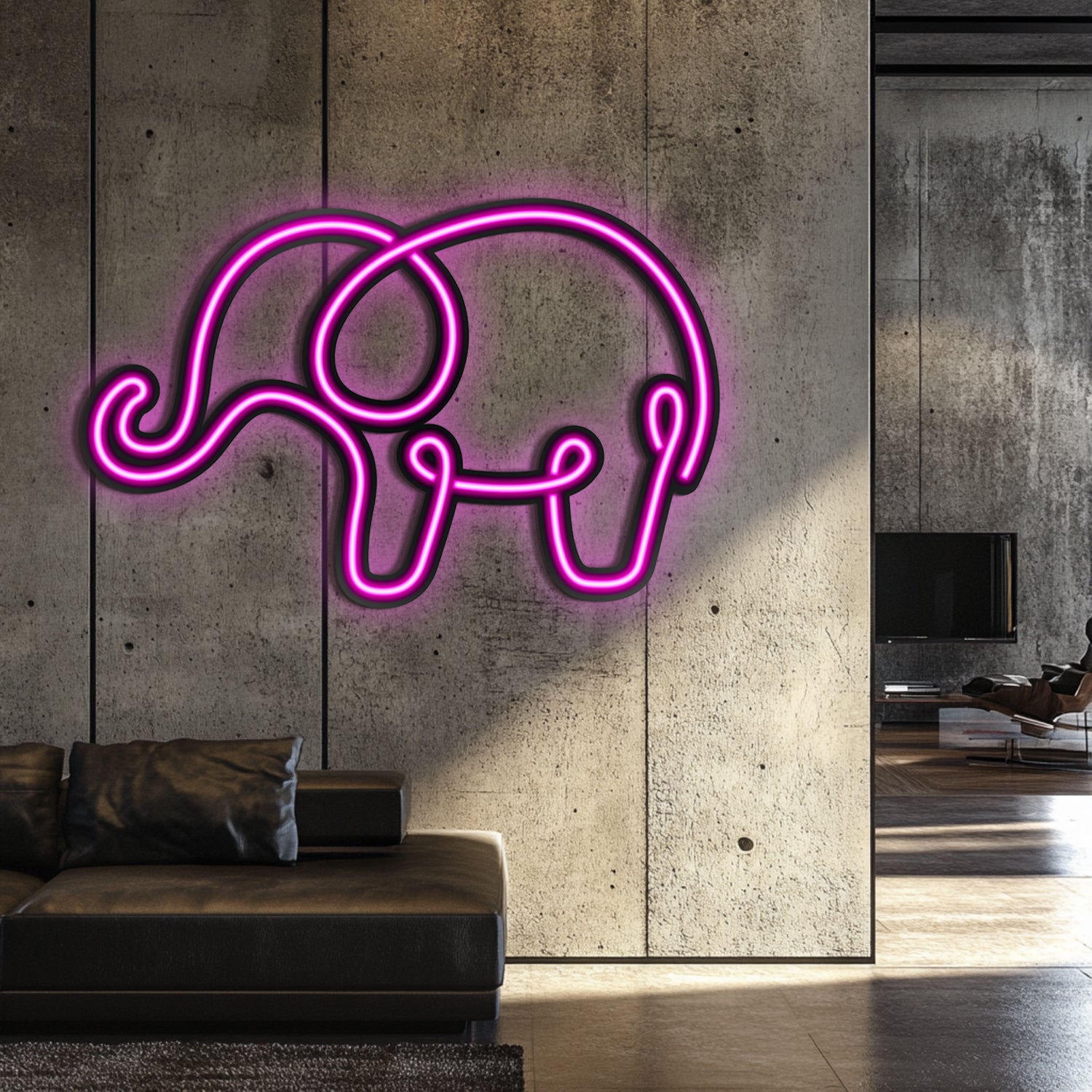 Elephant Metal Neon Wall Art- LN0020