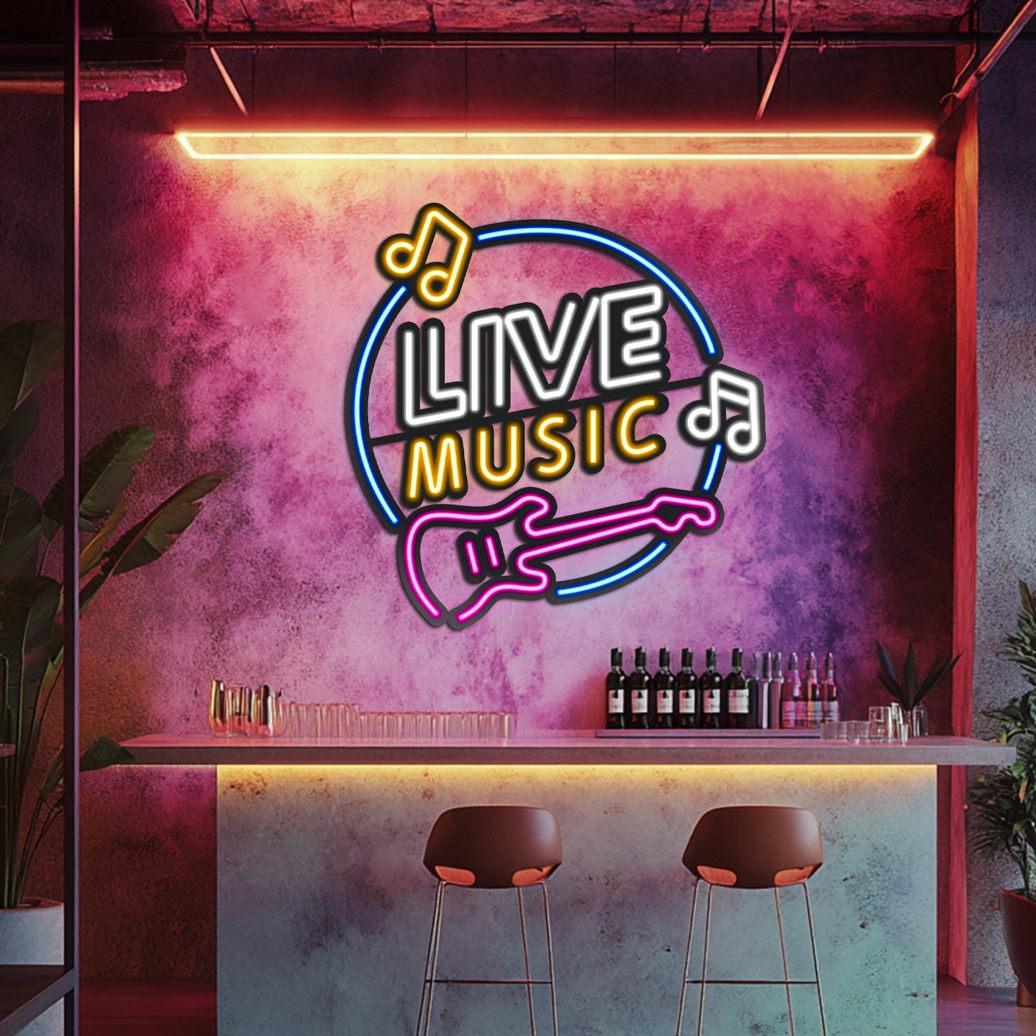 Live Music Metal Neon Wall Art- LN0084