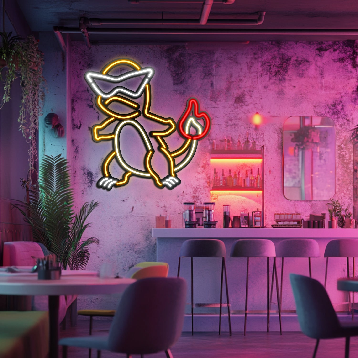 Charmender Metal Neon Wall Art- LN0049