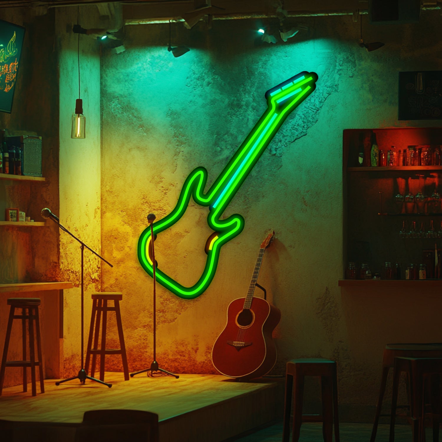 Guitar Metal Neon Wall Art- LN0089