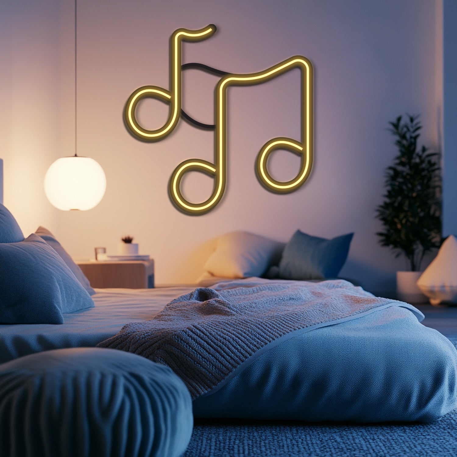 Music Notes Metal Neon Wall Art- LN0095