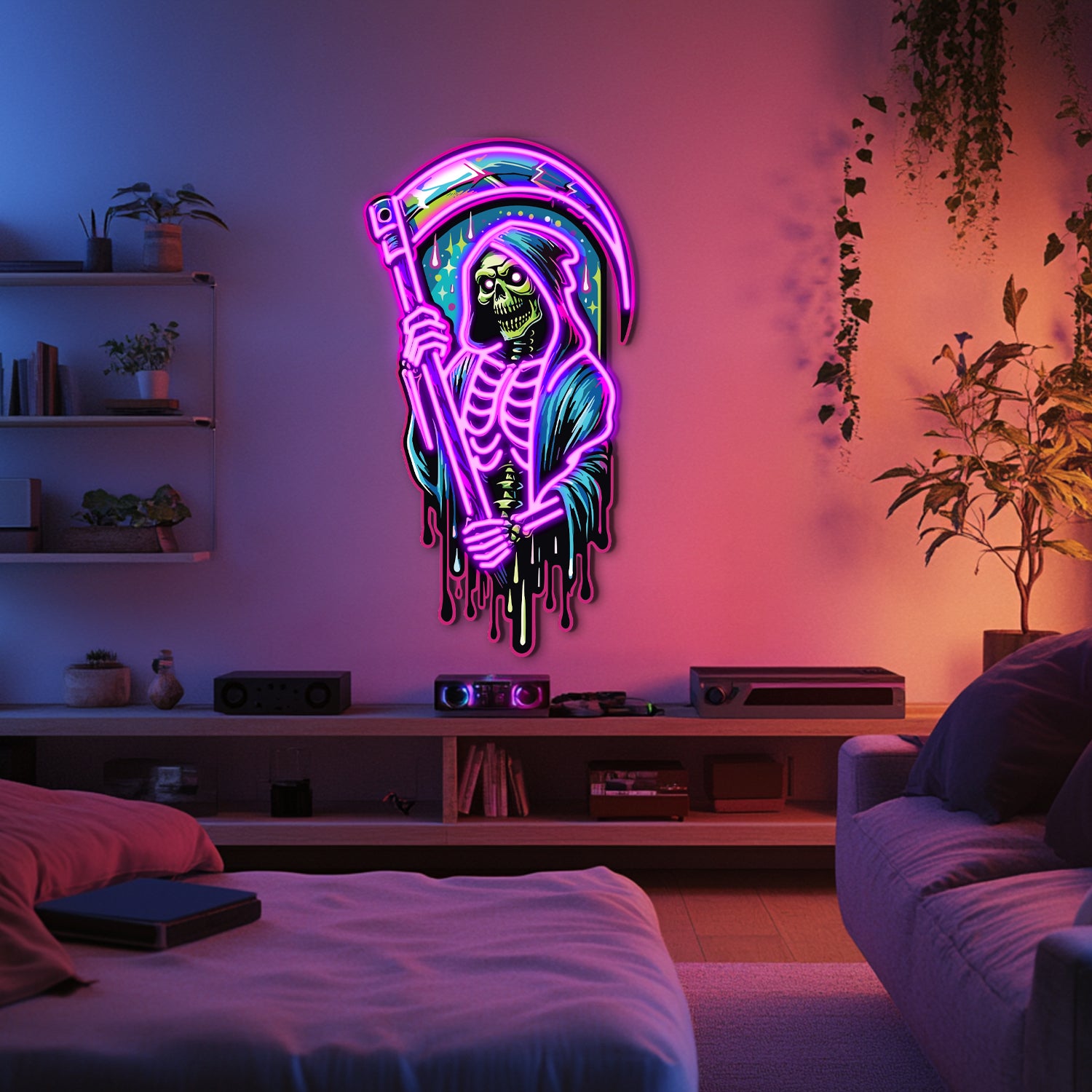 UV Printed Angel of Death Neon Wall Art- LV0004