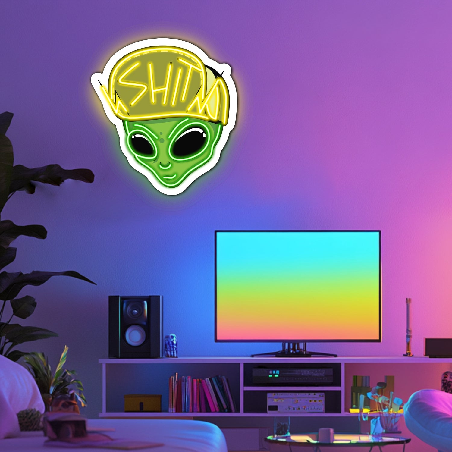 UV Printed Alien Neon Wall Art- LV0053