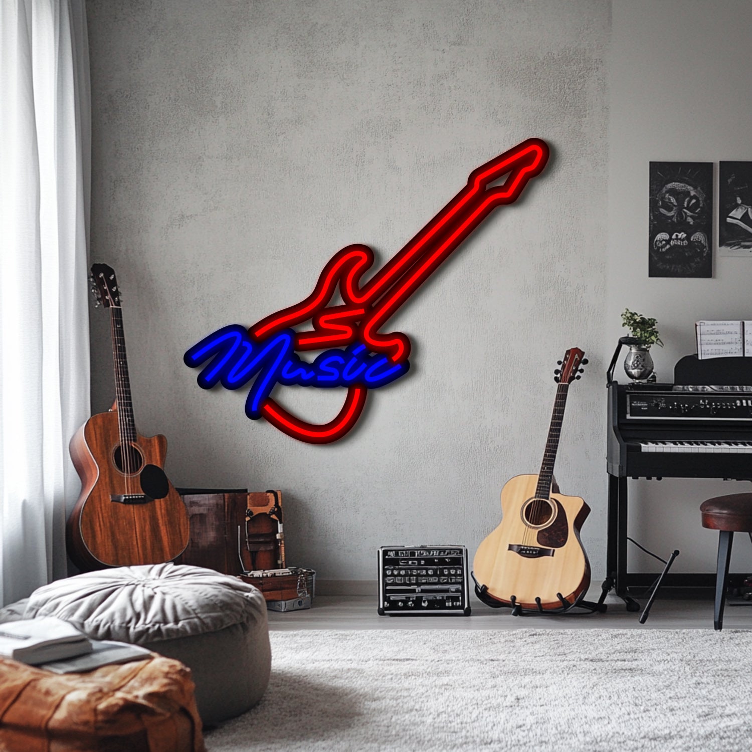 Guitar Music Metal Neon Wall Art- LN0090