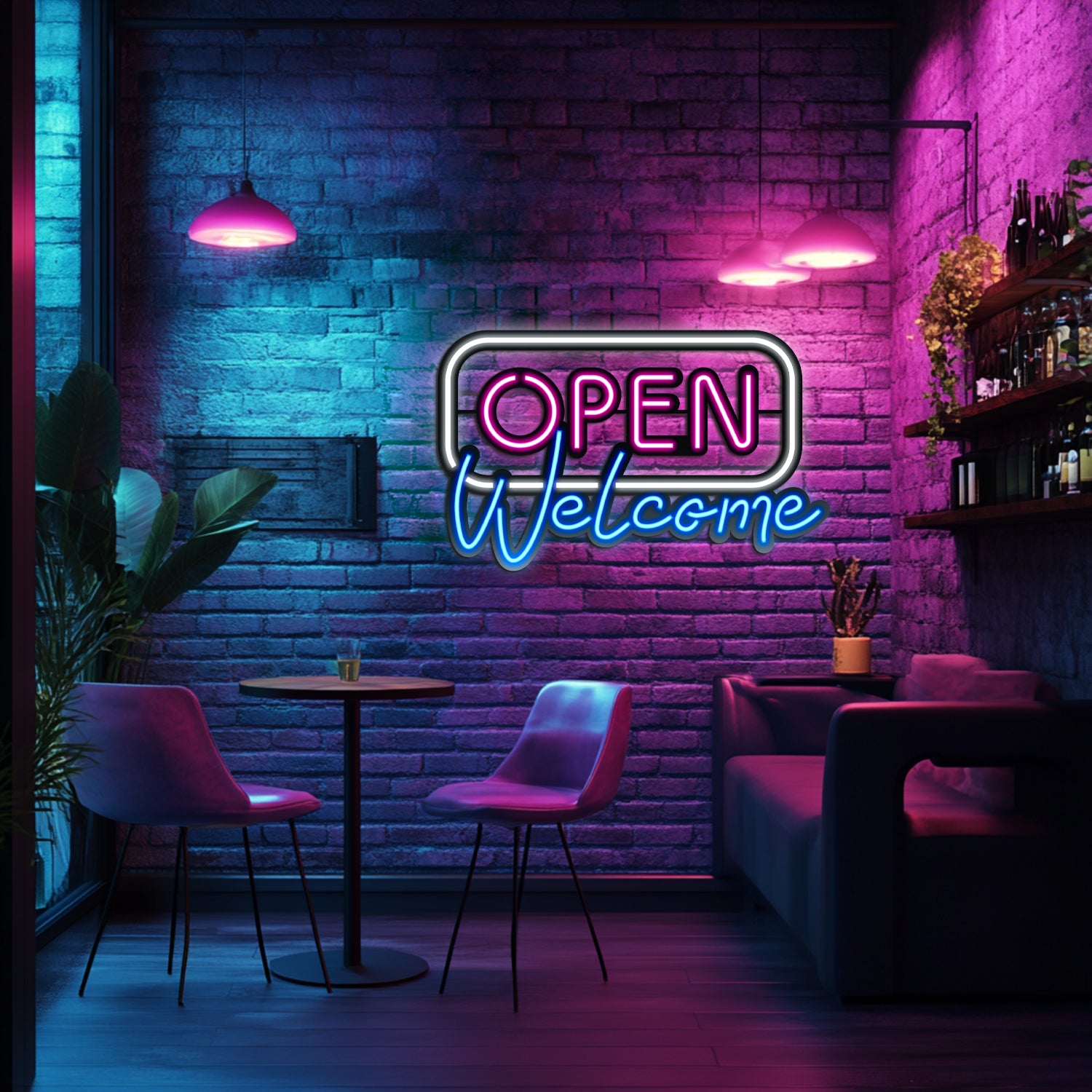 Open Welcome Metal Neon Wall Art- LN0038