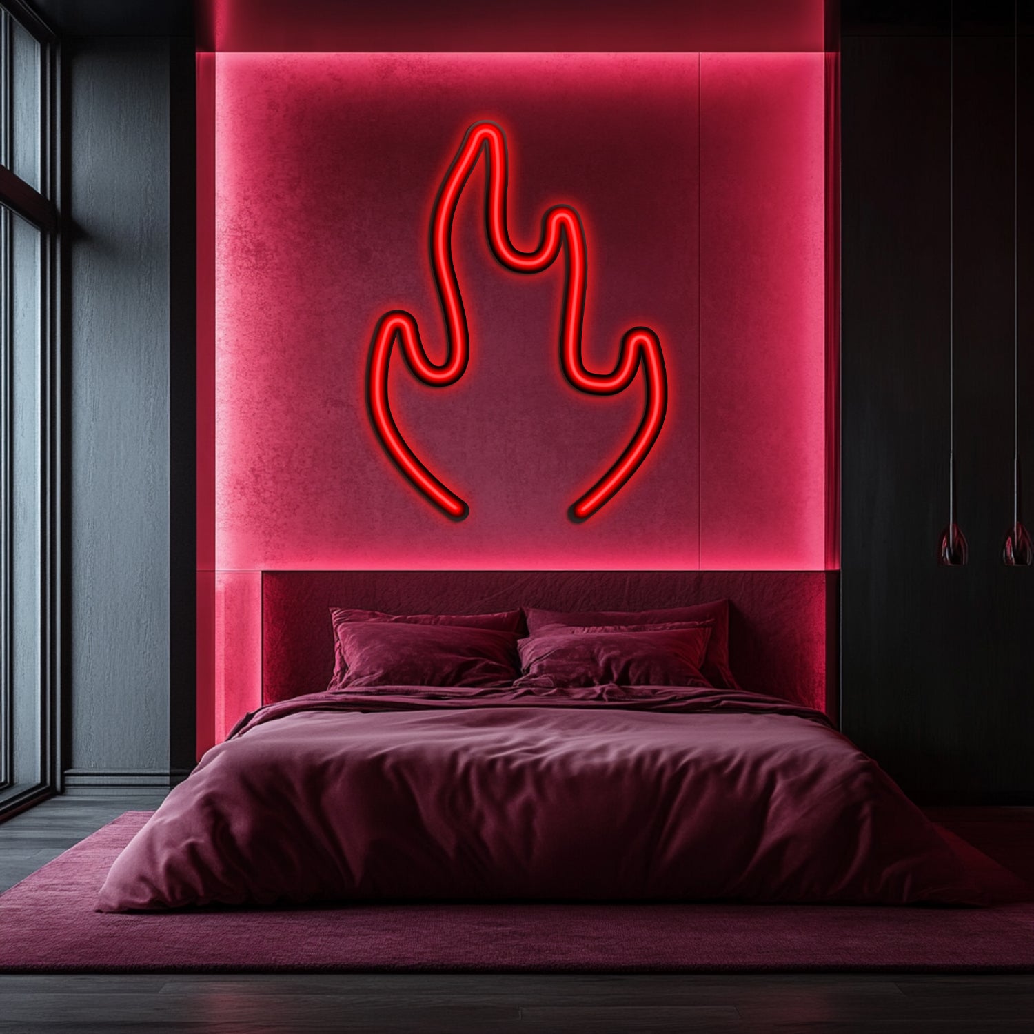 Emoji Flame Finger Metal Neon Wall Art- LN0059