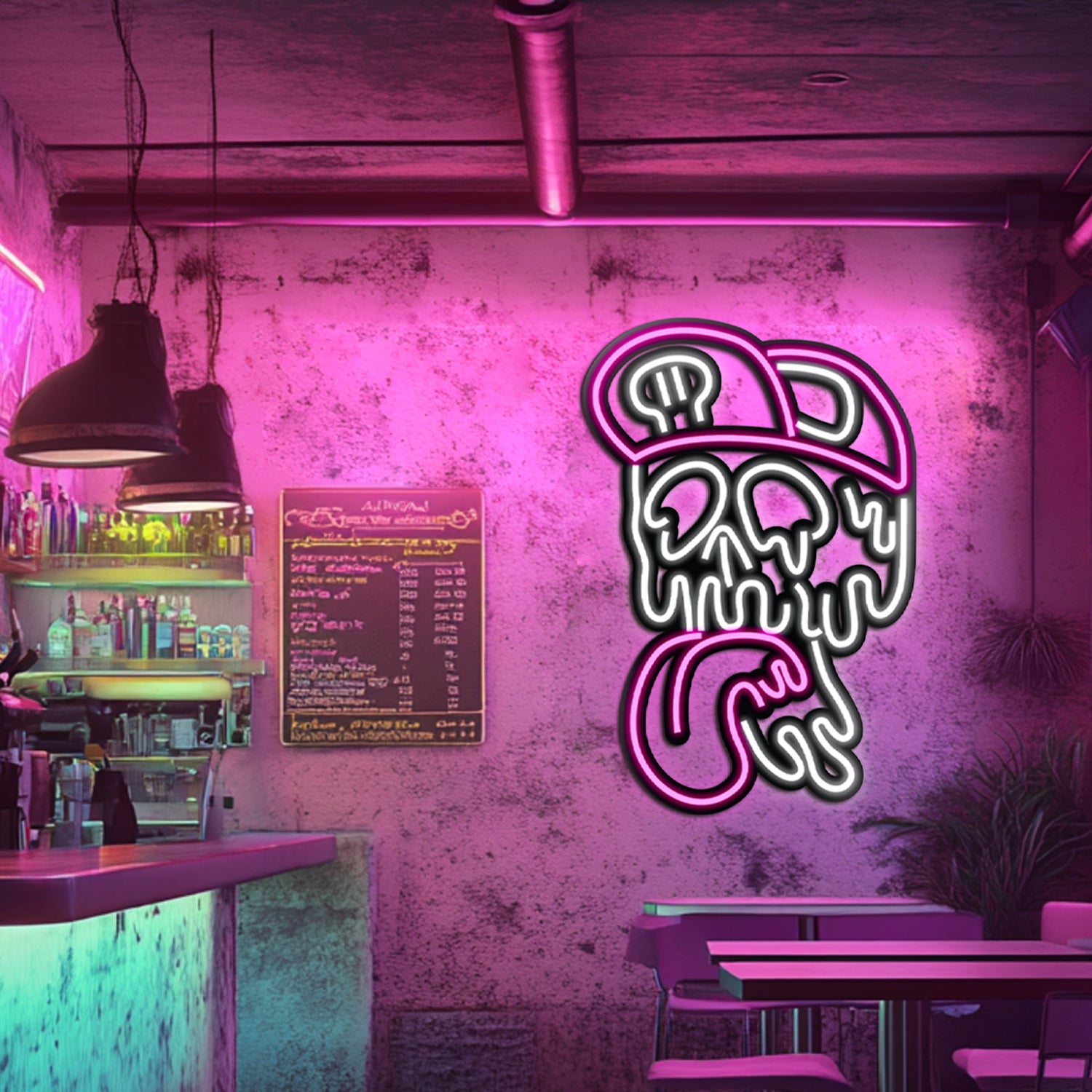 Skull Metal Neon Wall Art- LN0050