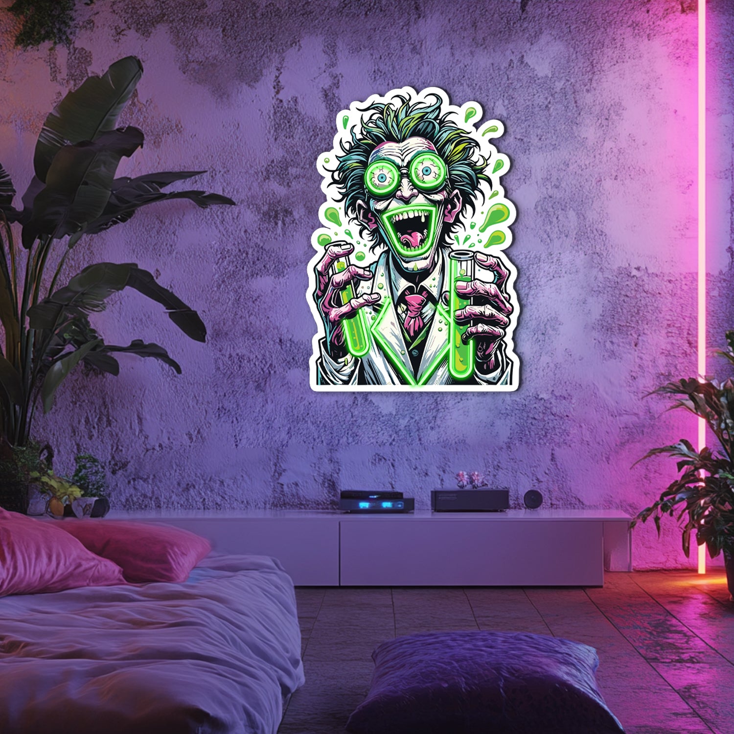 UV Printed Crazy Professor Neon Wall Art- LV0009