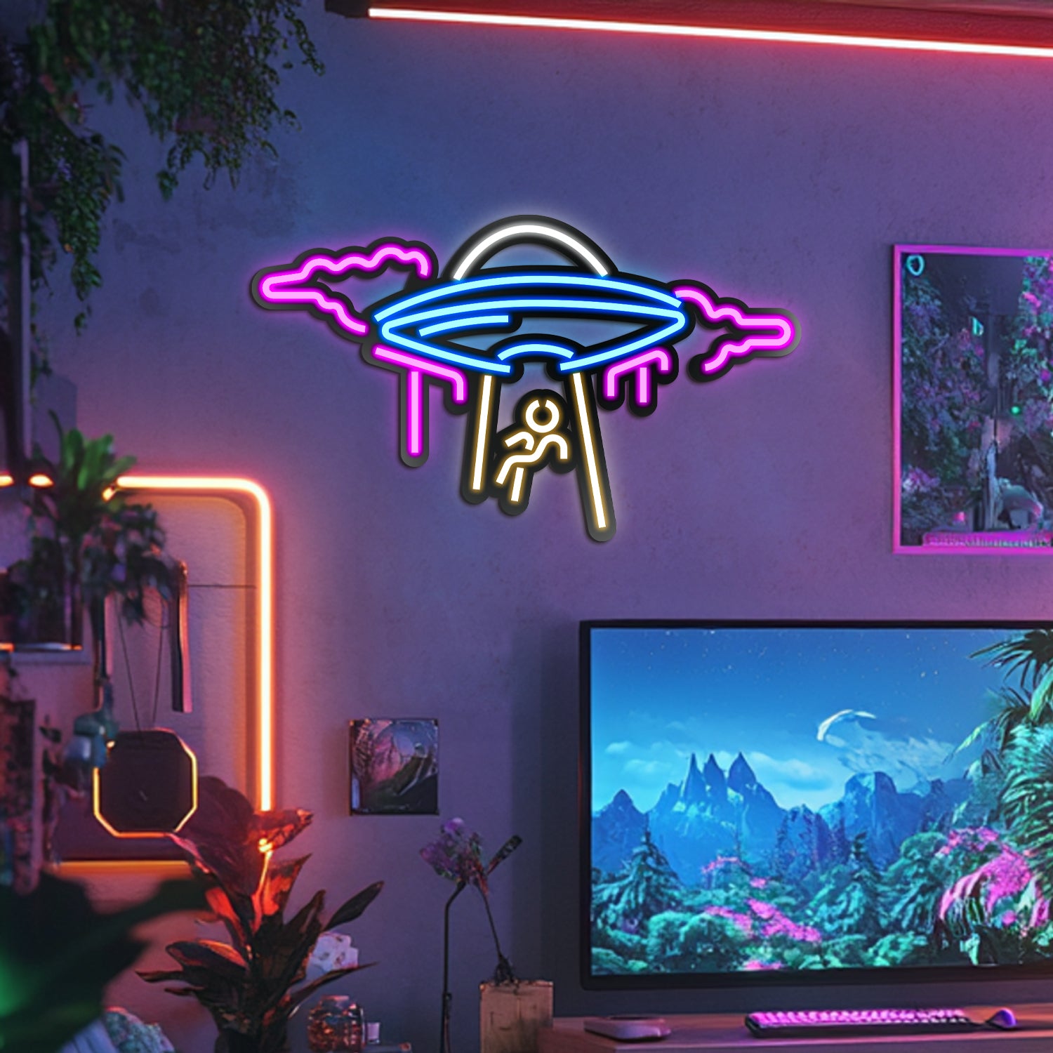 UFO Metal Neon Wall Art- LN0054