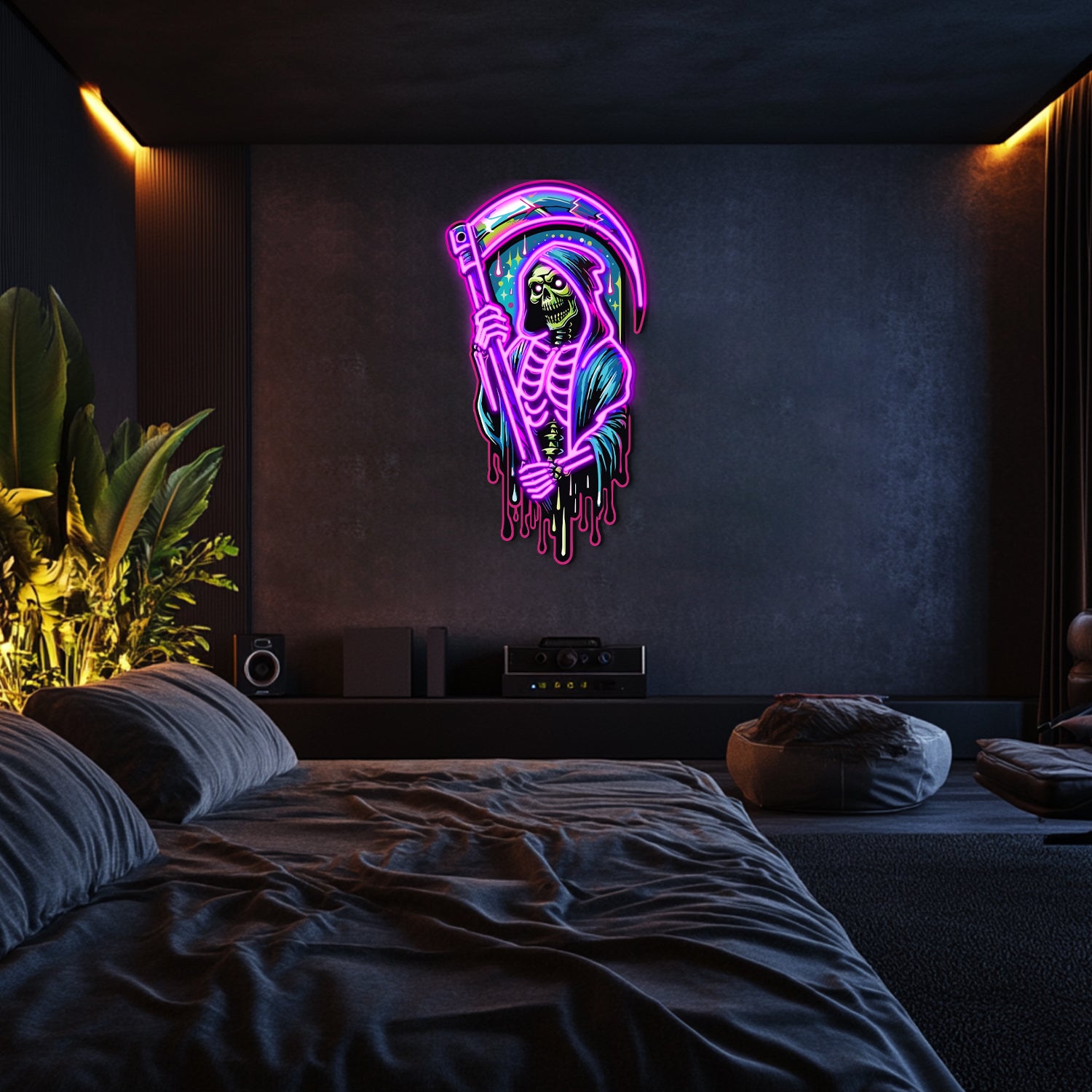 UV Printed Angel of Death Neon Wall Art- LV0004