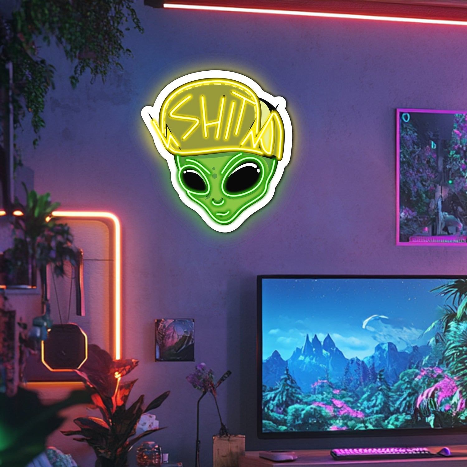 UV Printed Alien Neon Wall Art- LV0053