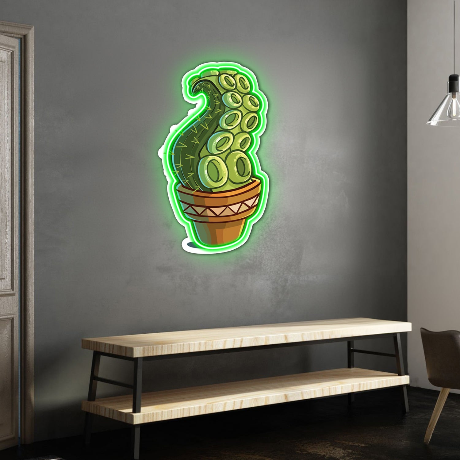 UV Printed Cactus Neon Wall Art- LV0061