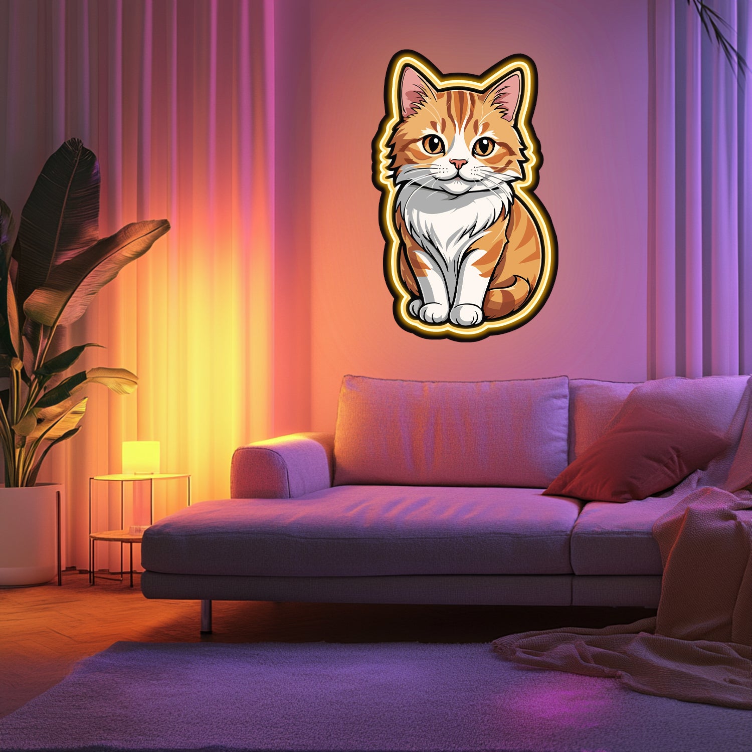 UV Printed Cat Neon Wall Art- LV0020