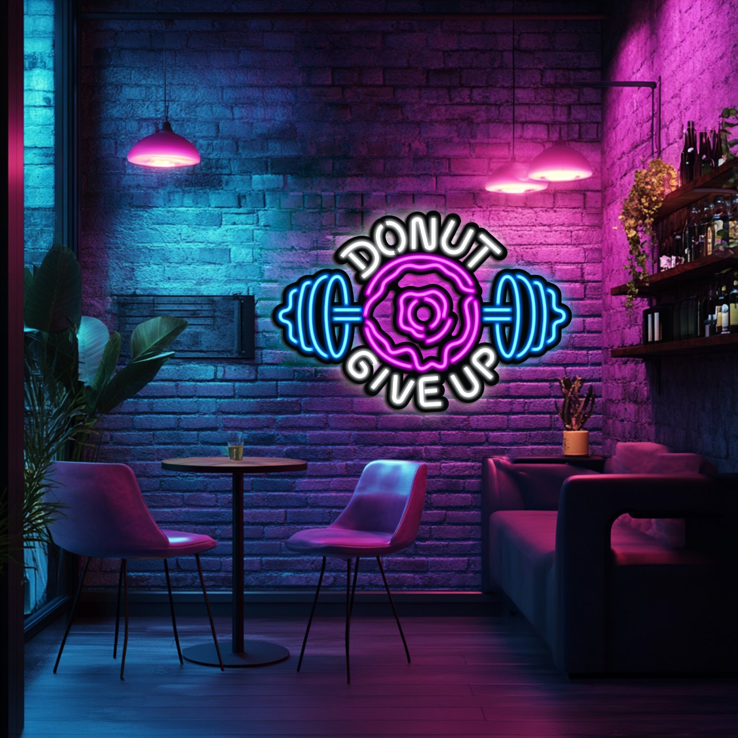 Donut Give Up Metal Neon Wall Art- LN0075