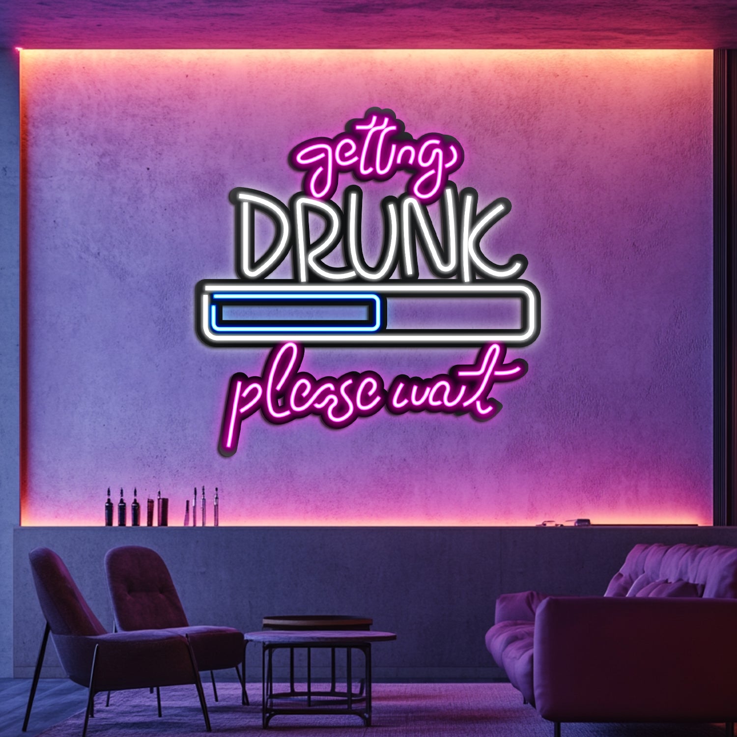 Getting Drunk Metal Neon Wall Art- LN0034