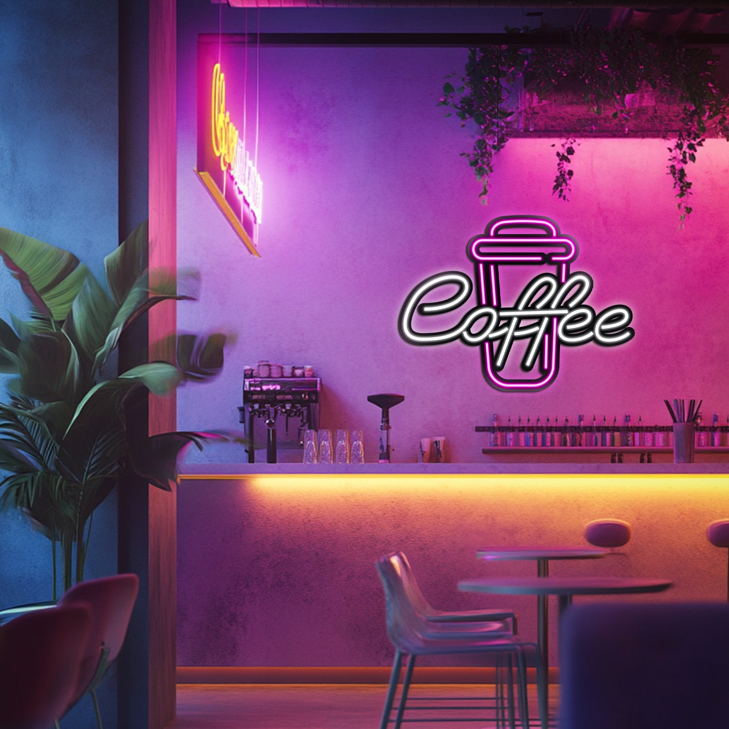 Coffee Lovers Metal Neon Wall Art- LN0032