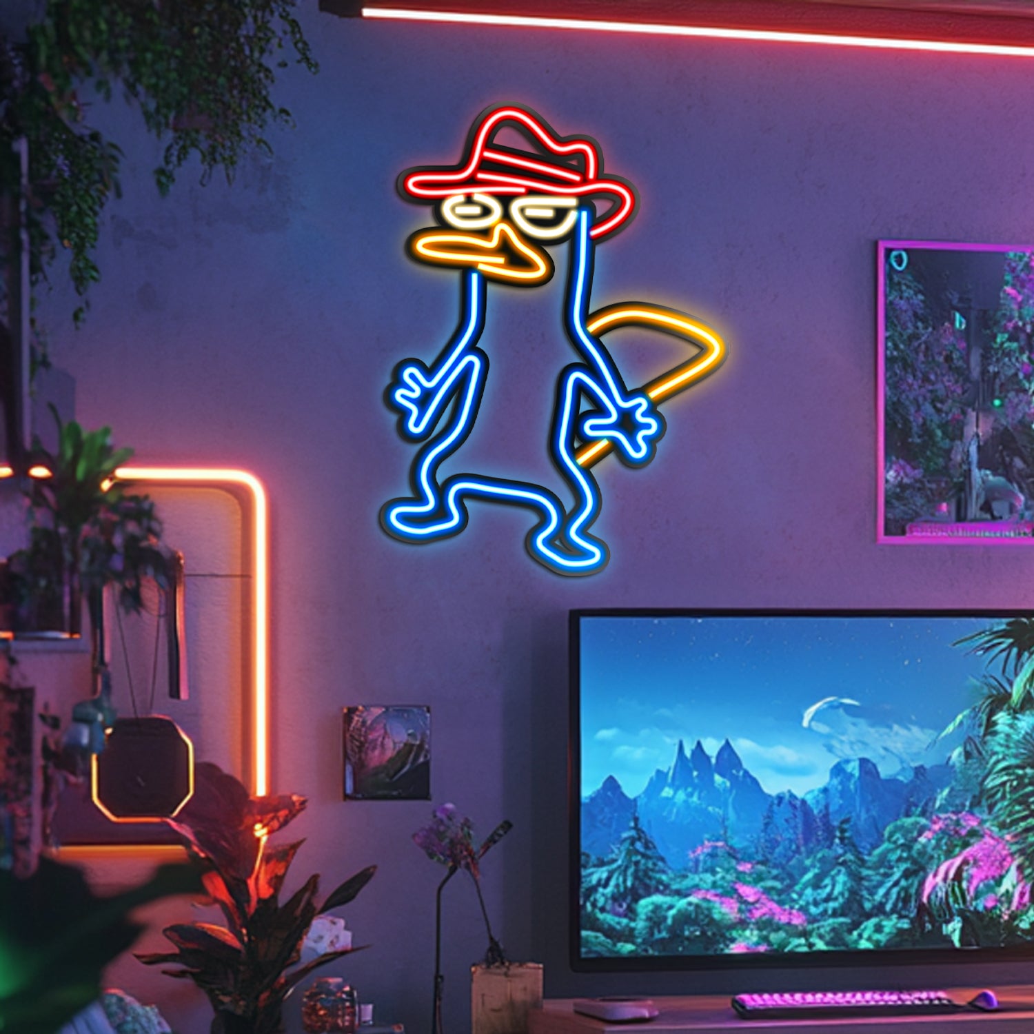 Perry the Platypus Metal Neon Wall Art- LN0251