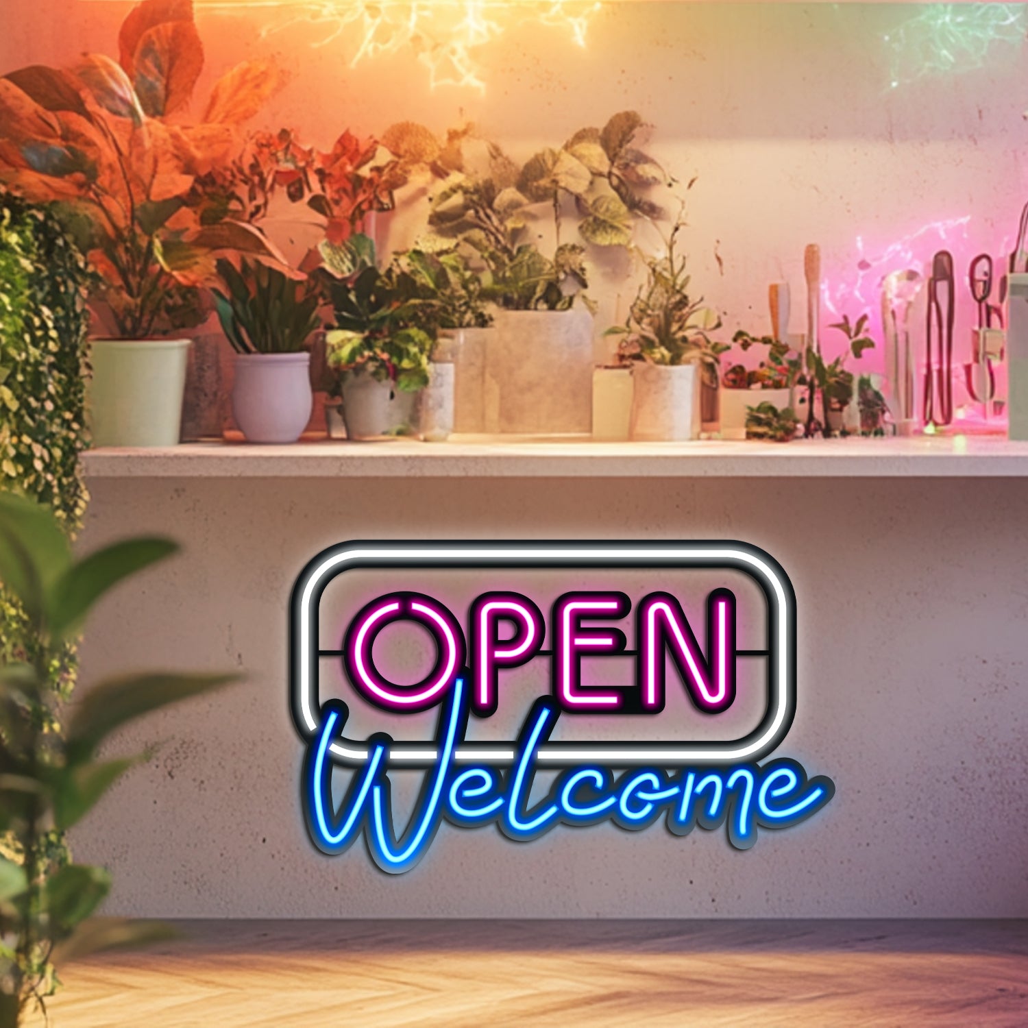 Open Welcome Metal Neon Wall Art- LN0038