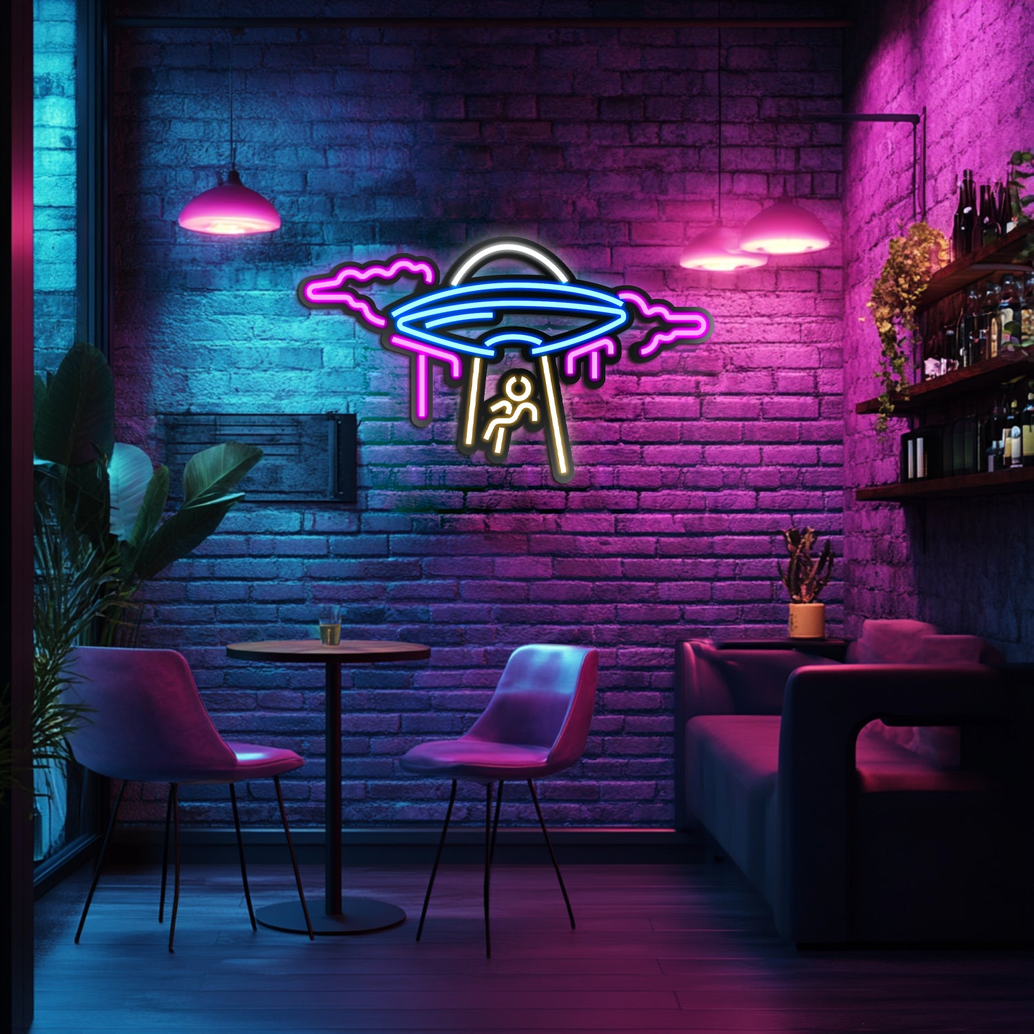 UFO Metal Neon Wall Art- LN0054