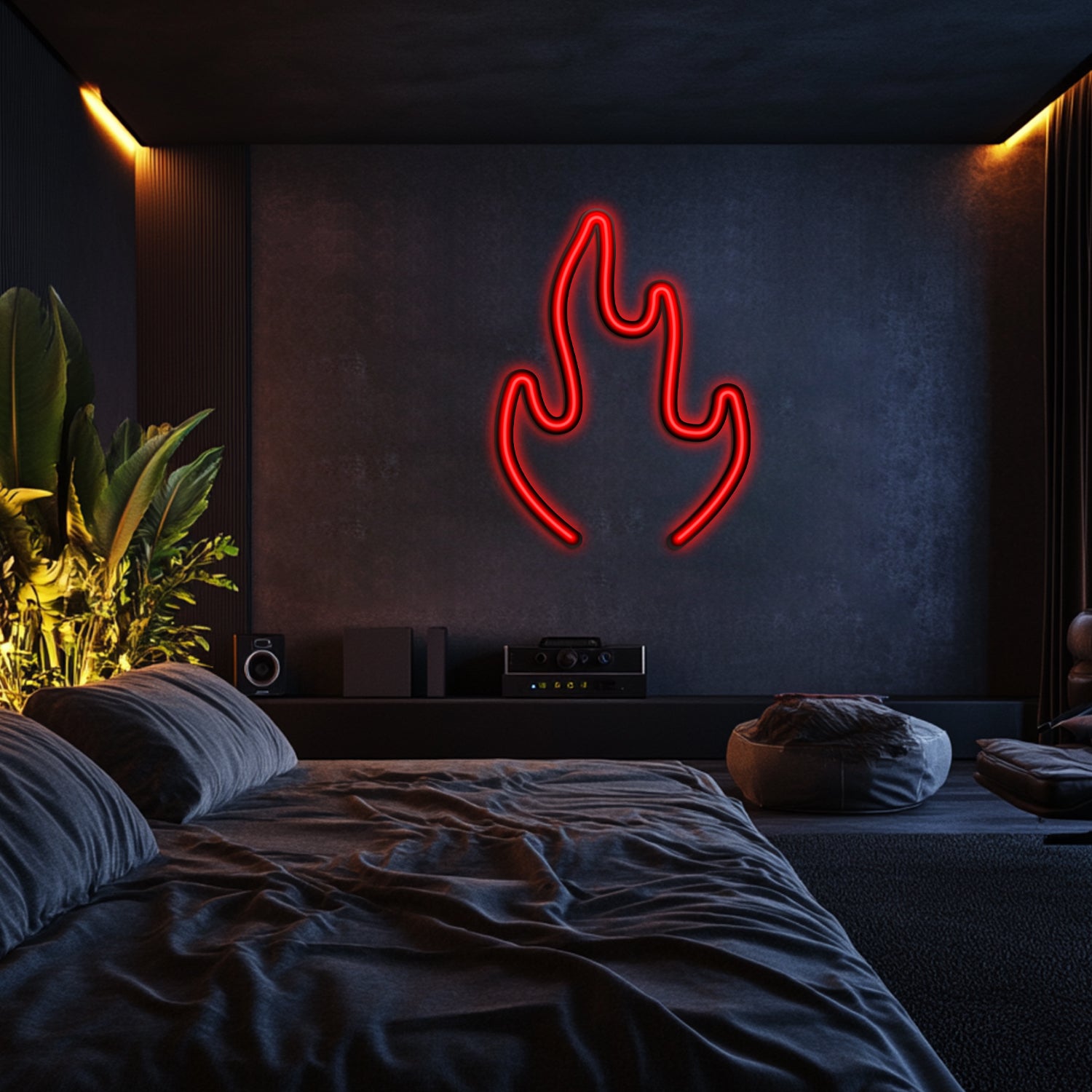 Emoji Flame Finger Metal Neon Wall Art- LN0059