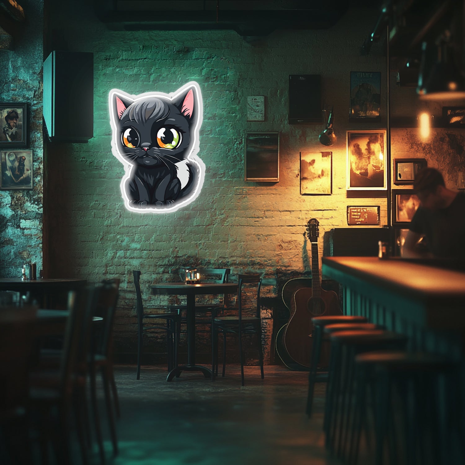 UV Printed Cat Neon Wall Art- LV0019