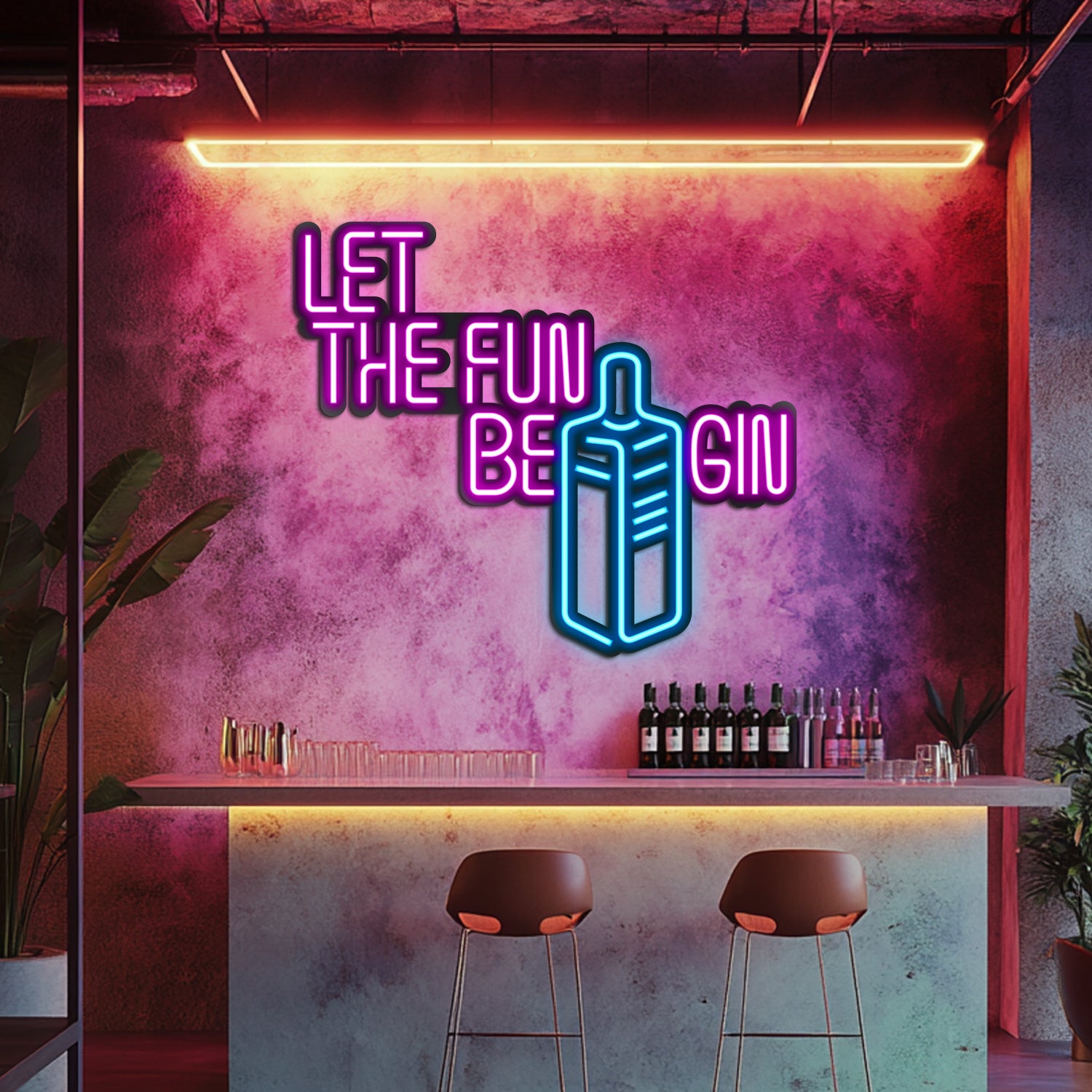 GIN Metal Neon Wall Art- LN0036