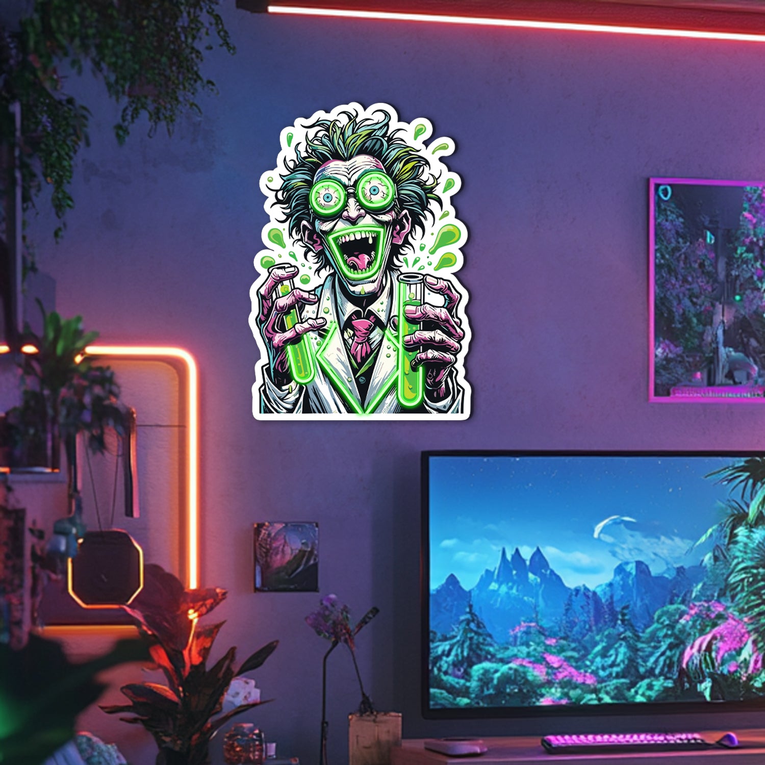 UV Printed Crazy Professor Neon Wall Art- LV0009