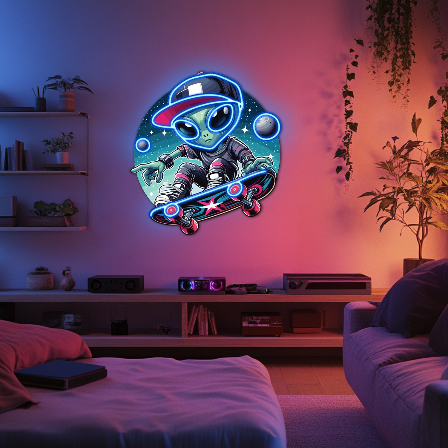 UV Printed Alien Neon Wall Art- LV0082