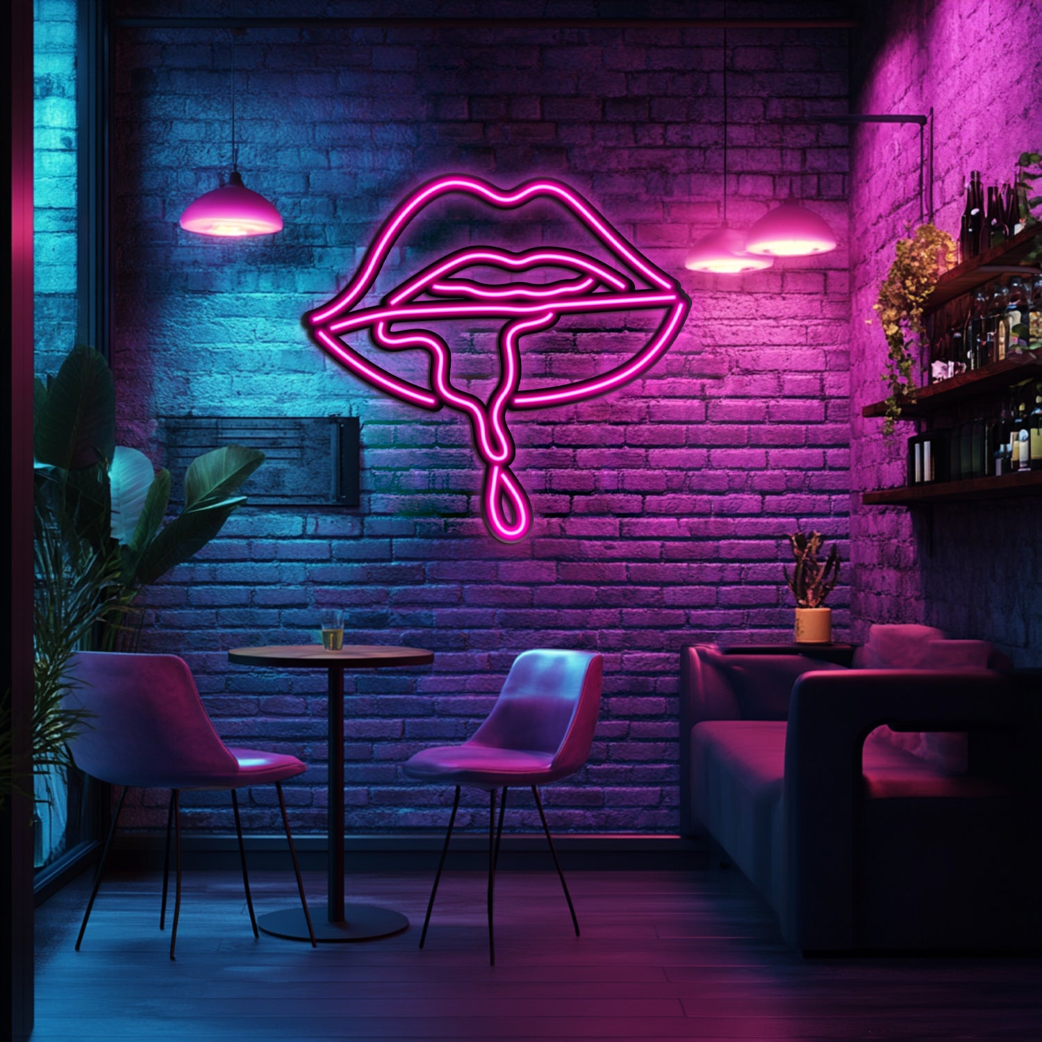 Dripping Lips Metal Neon Wall Art- LN0067