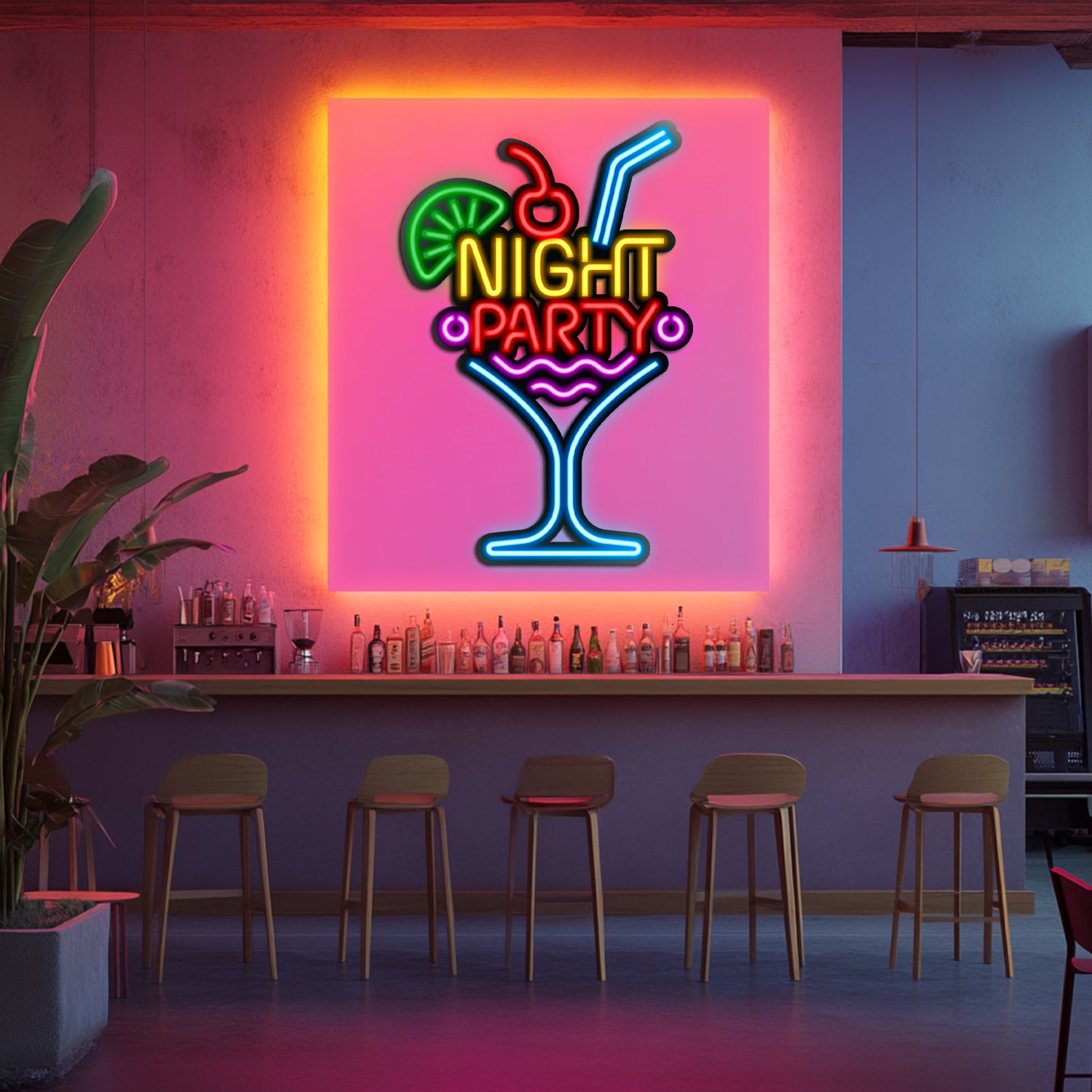 Night Party Metal Neon Wall Art- LN0037