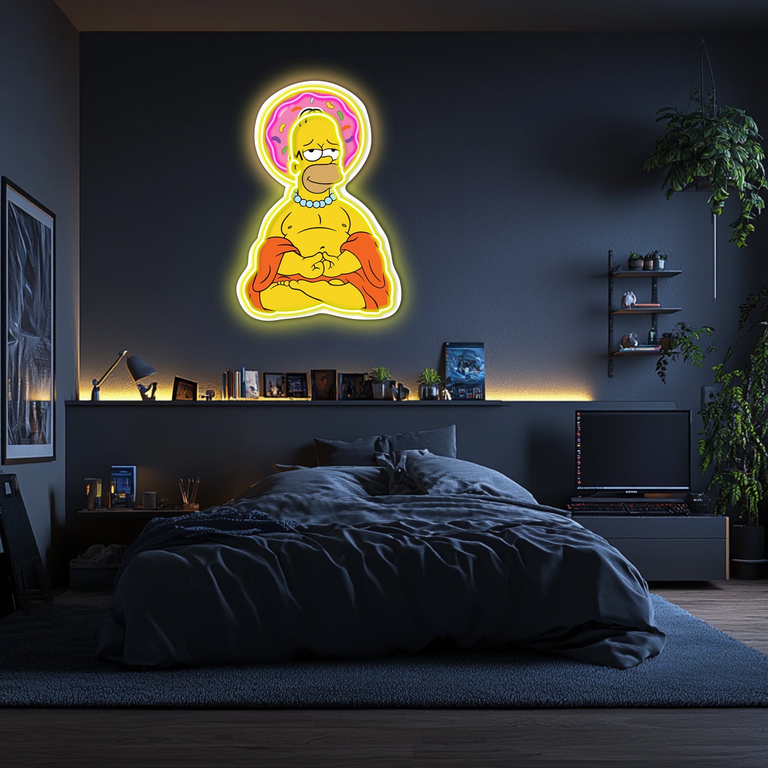 UV Printed Buddha Simpson Neon Wall Art- LV0064