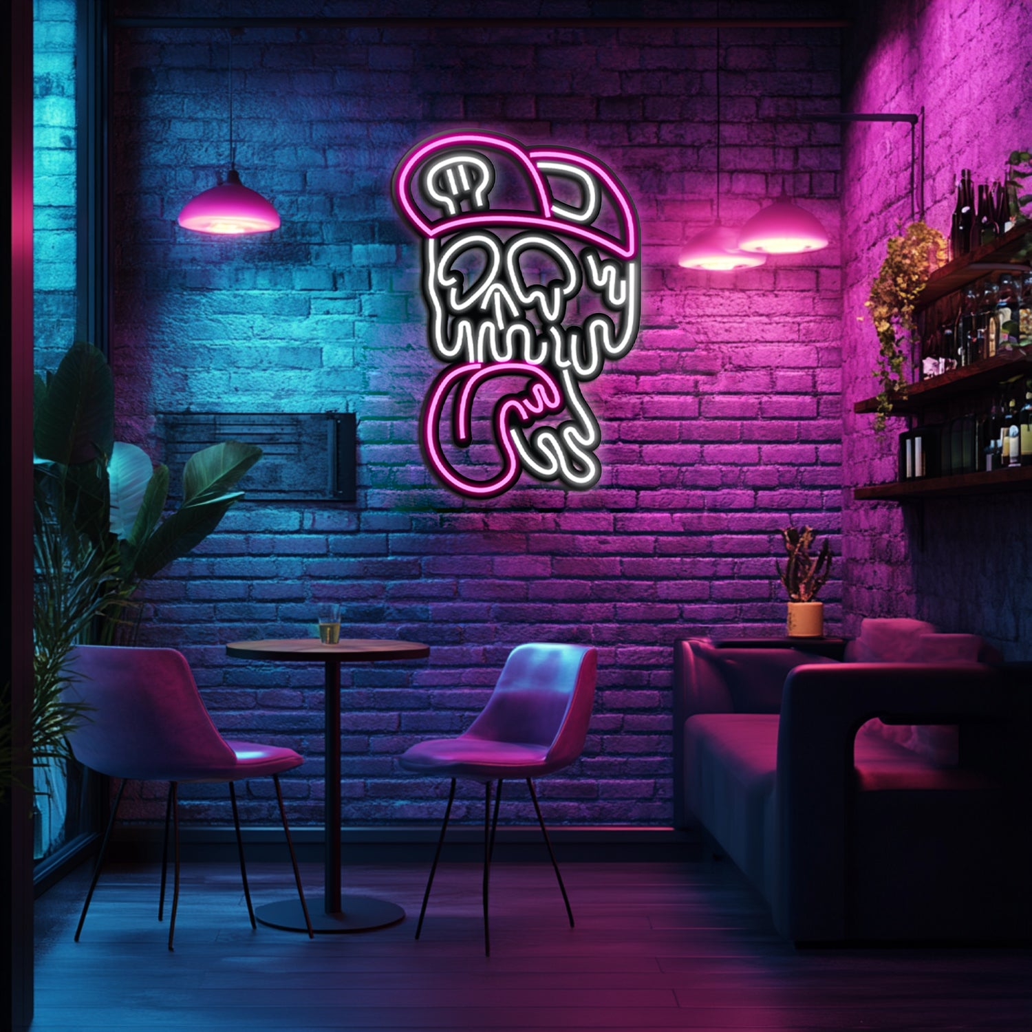 Skull Metal Neon Wall Art- LN0050