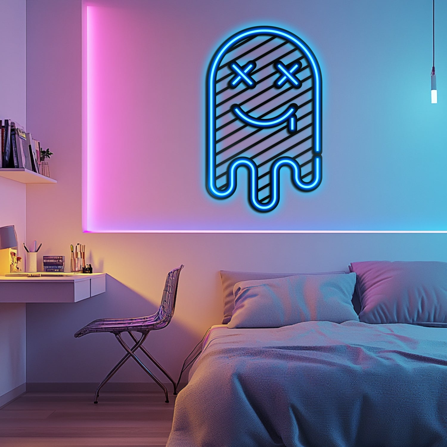 Emoji Ghost Metal Neon Wall Art- LN0064