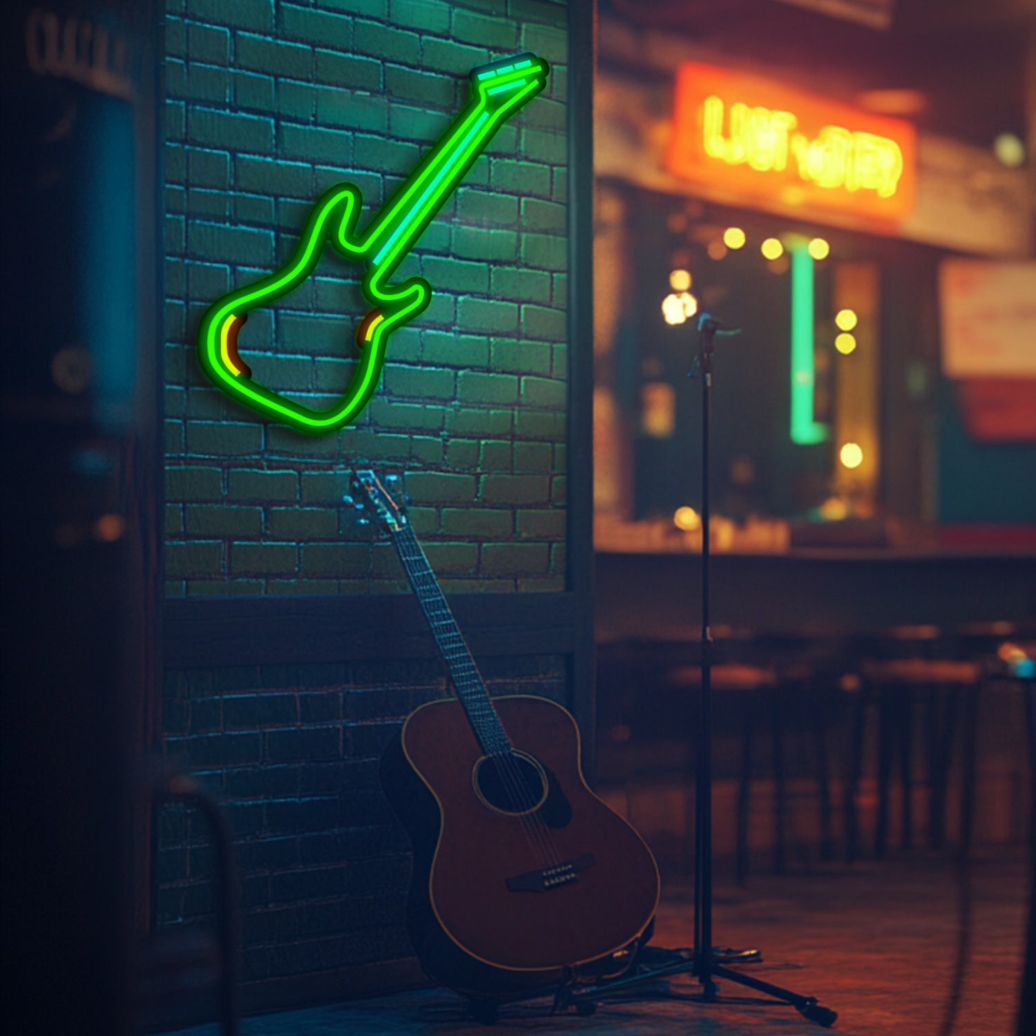 Guitar Metal Neon Wall Art- LN0089