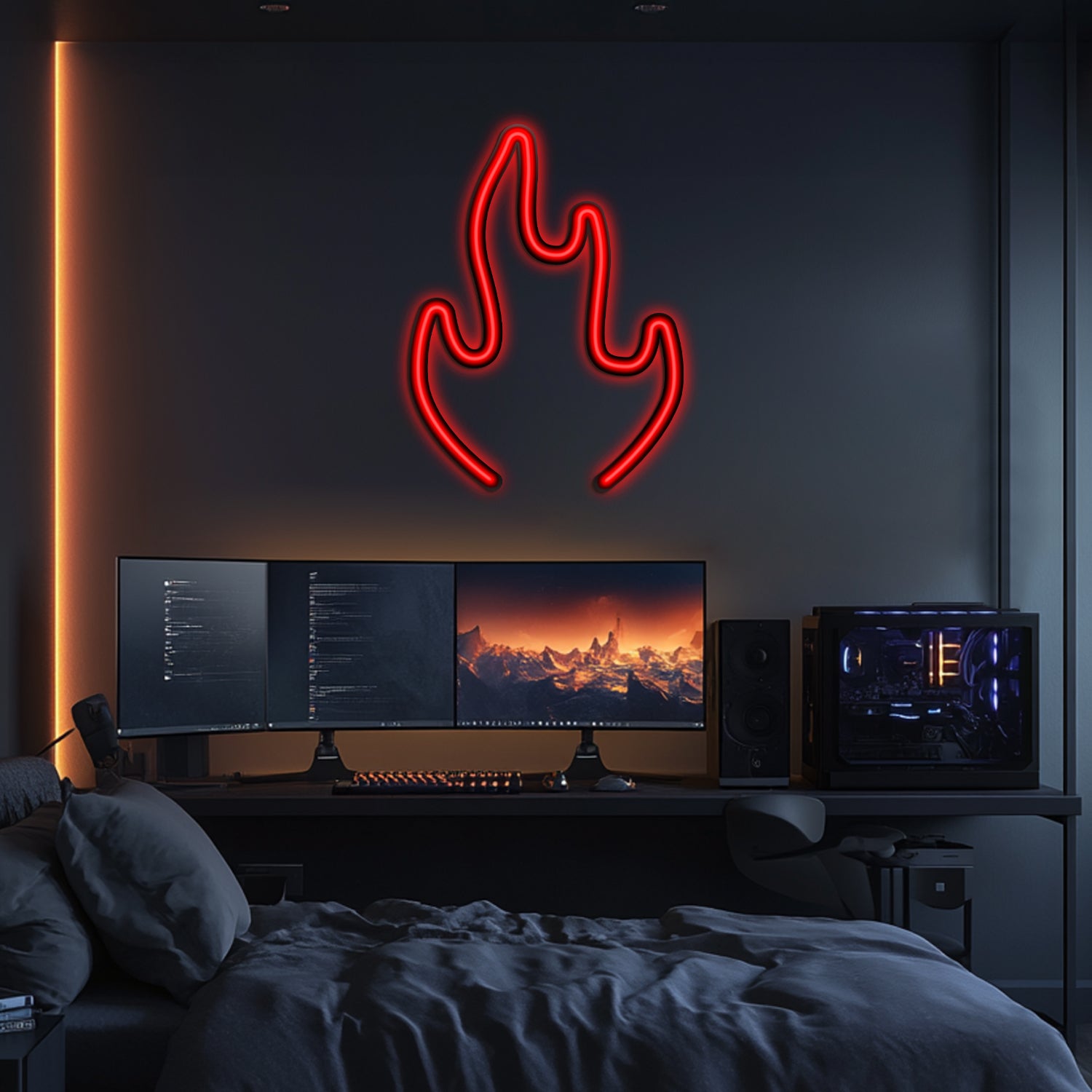 Emoji Flame Finger Metal Neon Wall Art- LN0059