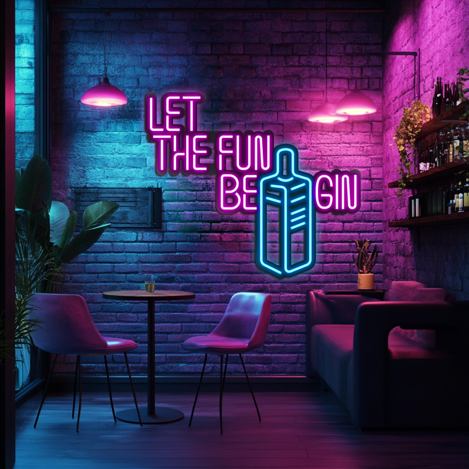 GIN Metal Neon Wall Art- LN0036