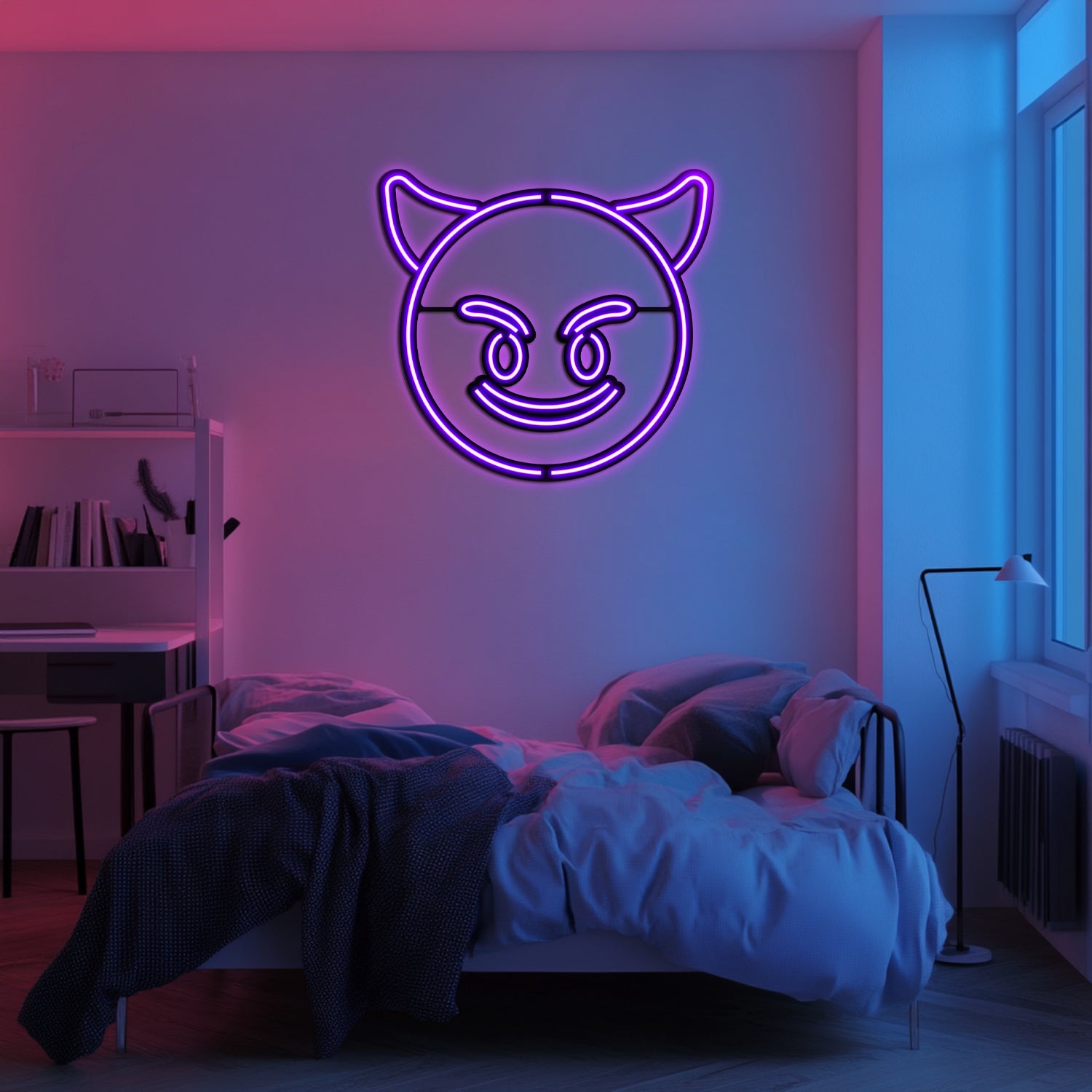 Emoji Devil Metal Neon Wall Art- LN0057