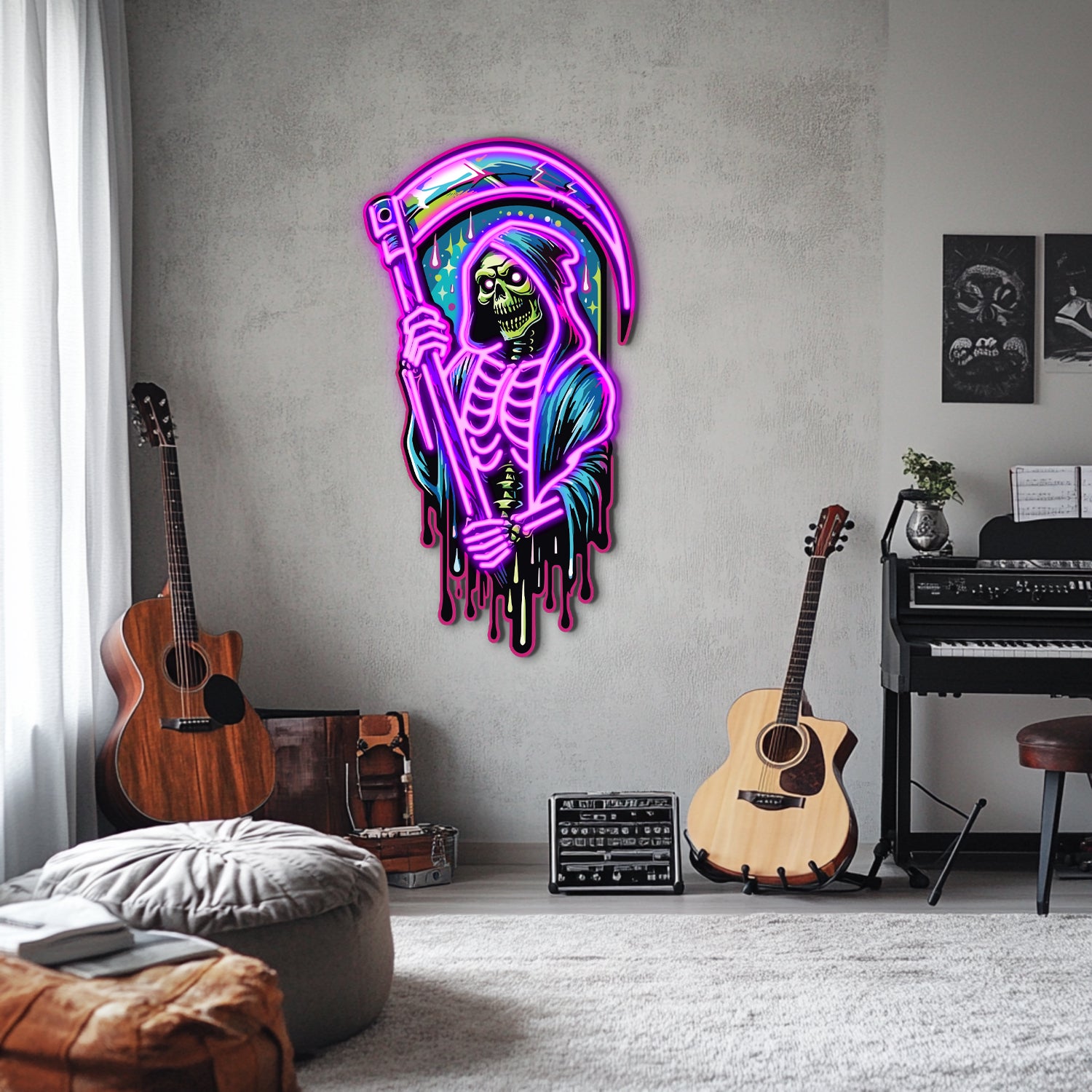 UV Printed Angel of Death Neon Wall Art- LV0004