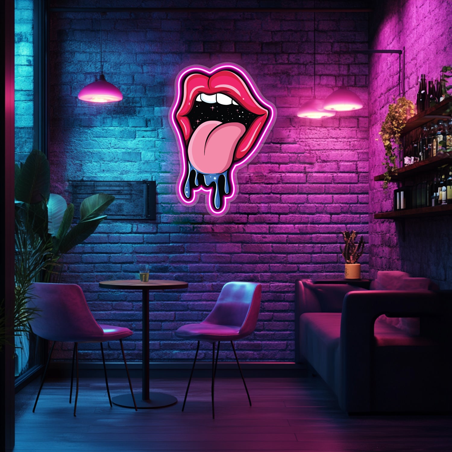 UV Printed Galactic Tongue  Neon Wall Art- LV0069