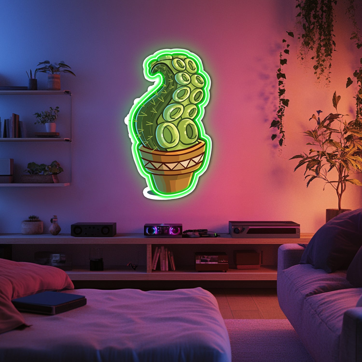 UV Printed Cactus Neon Wall Art- LV0061