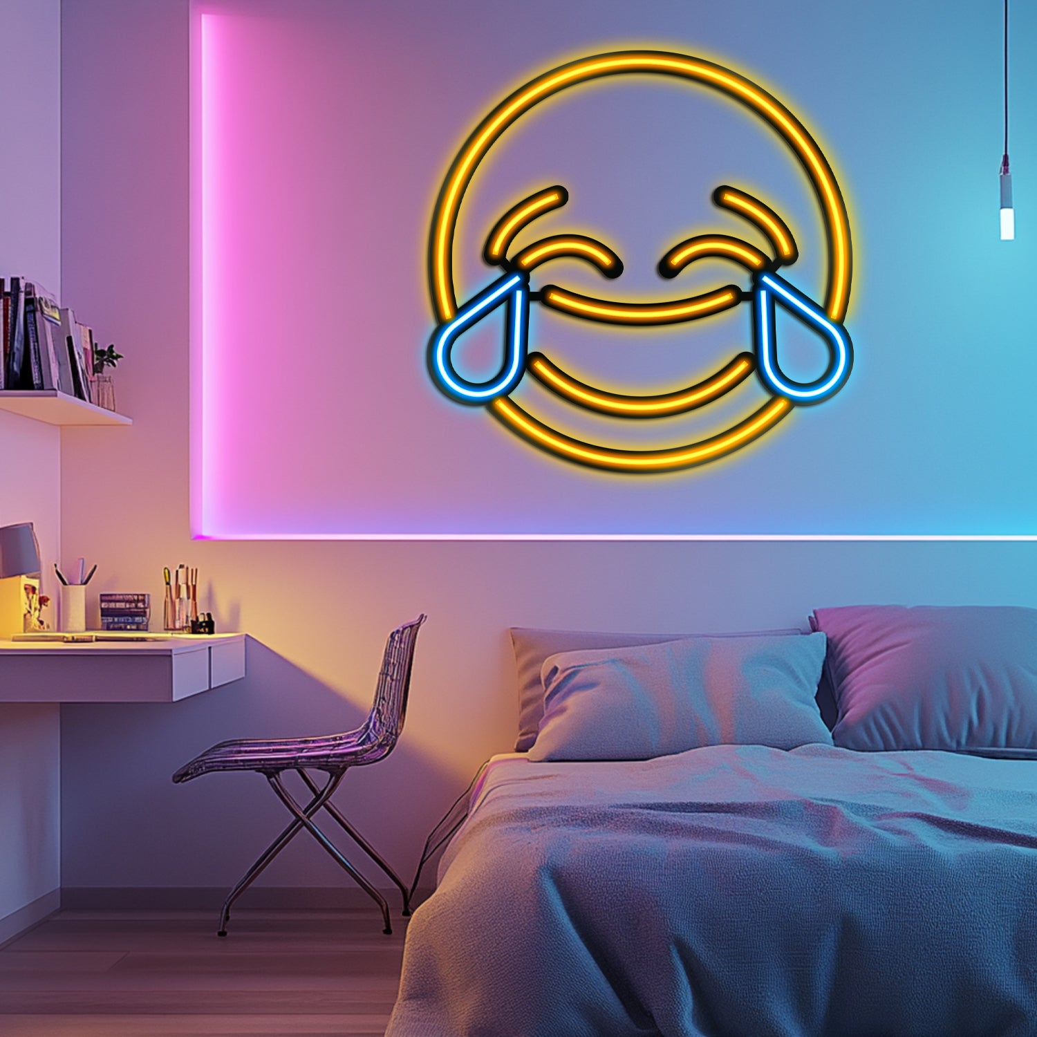 Emoji Laugh Finger Metal Neon Wall Art- LN0060