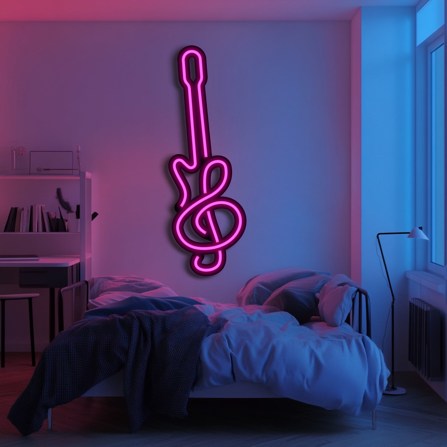 Guitar Note Metal Neon Wall Art- LN0091