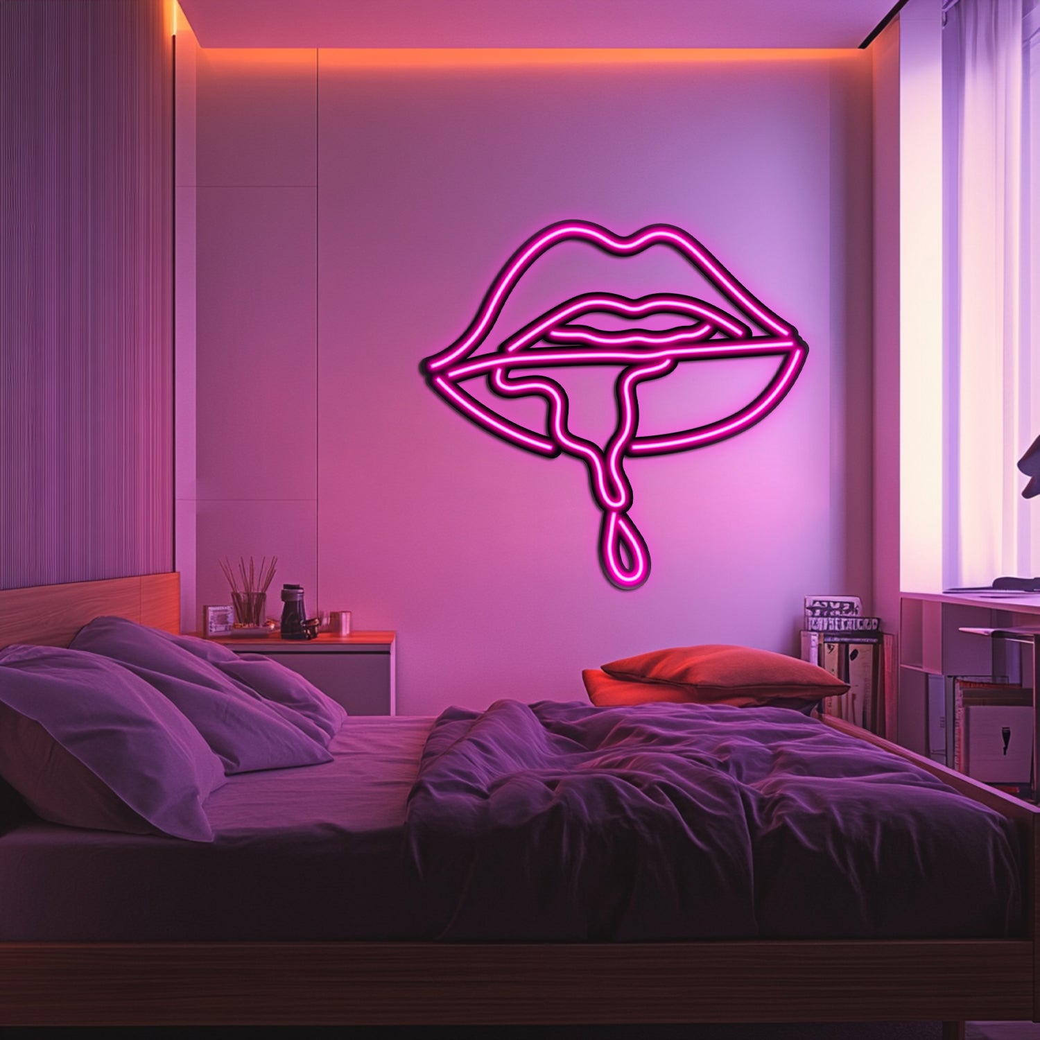 Dripping Lips Metal Neon Wall Art- LN0067