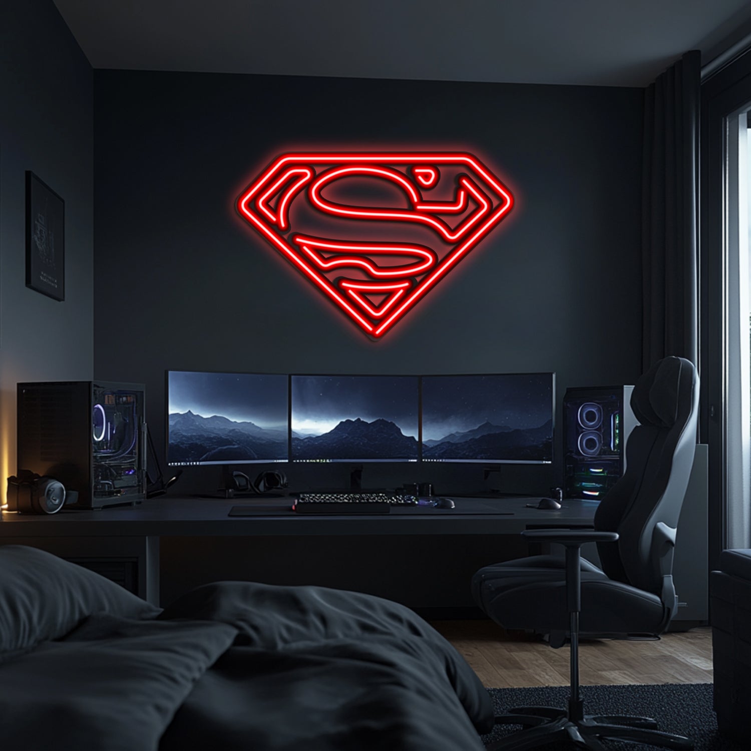 Superman Emblem Metal Neon Wall Art- LN0082