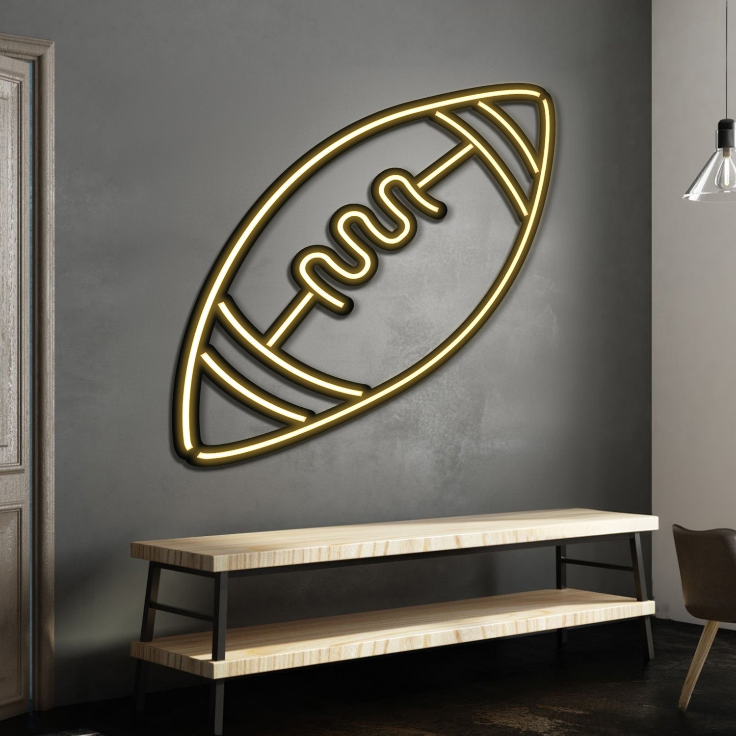 American Football Ball Metal Neon Wall Art- LN0114