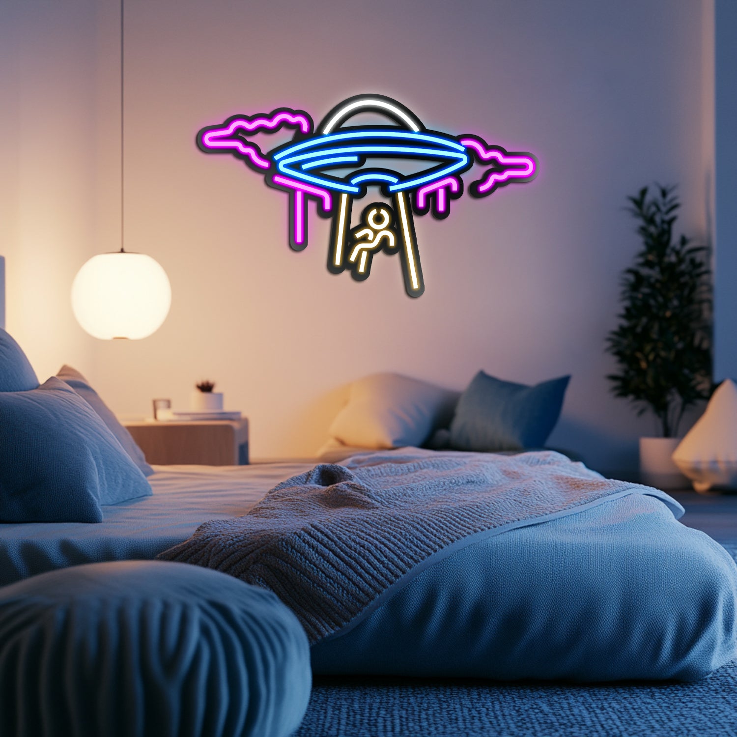 UFO Metal Neon Wall Art- LN0054