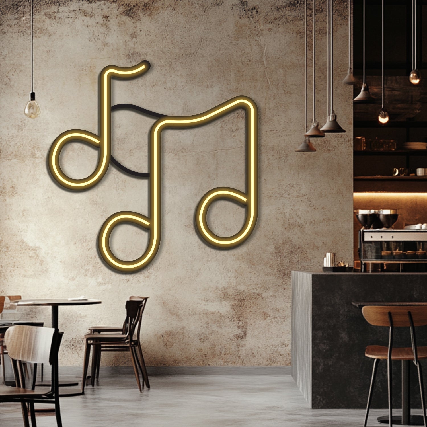 Music Notes Metal Neon Wall Art- LN0095