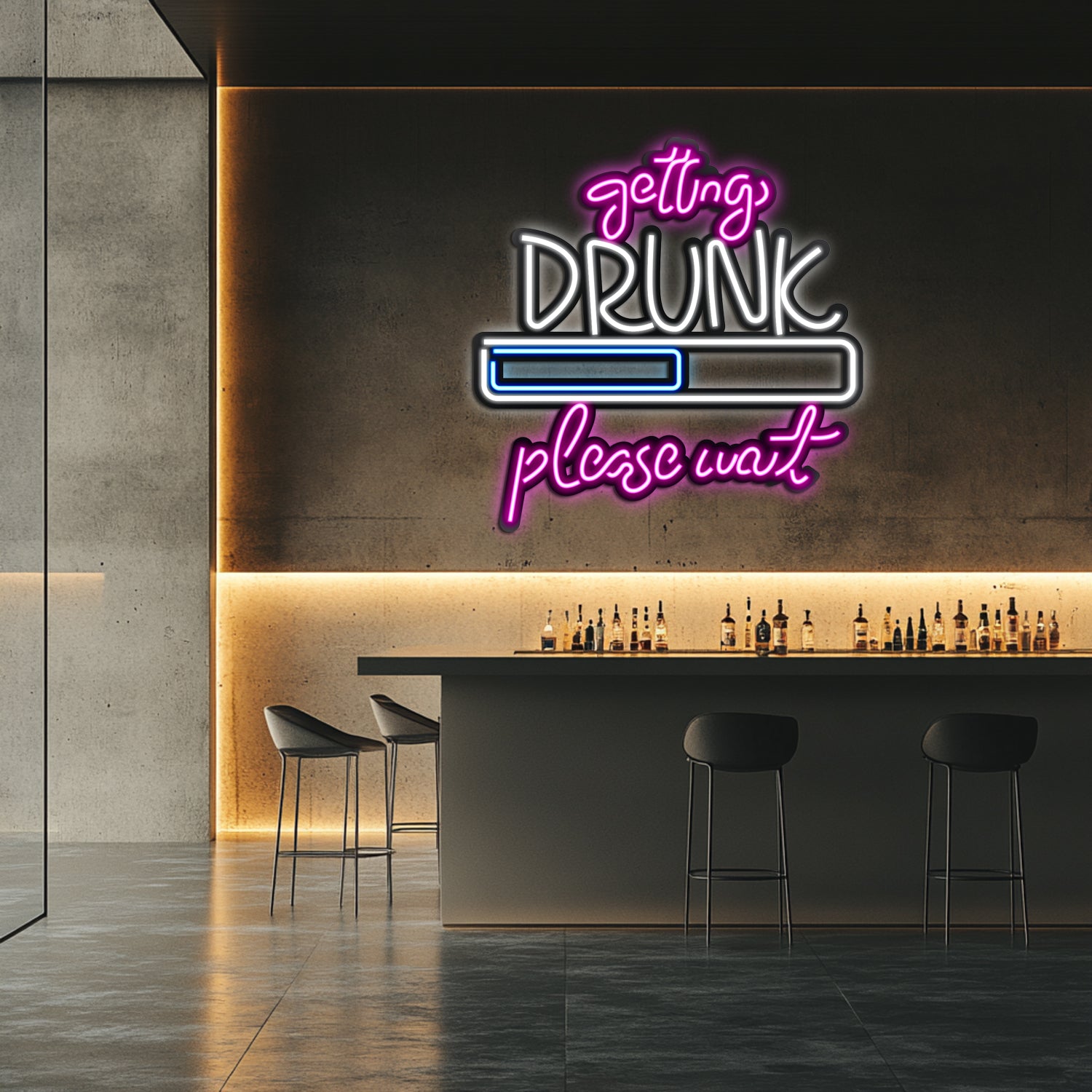 Getting Drunk Metal Neon Wall Art- LN0034